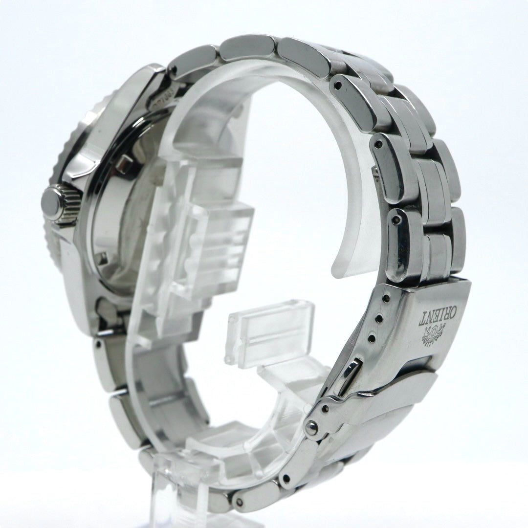【美品】 orient オリエント キングマスター 腕時計 ER14-C2 自動巻き 21石 ダイバーズデザイン 10気圧防水 メンズ アナログ ホワイトダイヤル シルバー 回転ベゼル スポーツウォッチ ステンレス G2