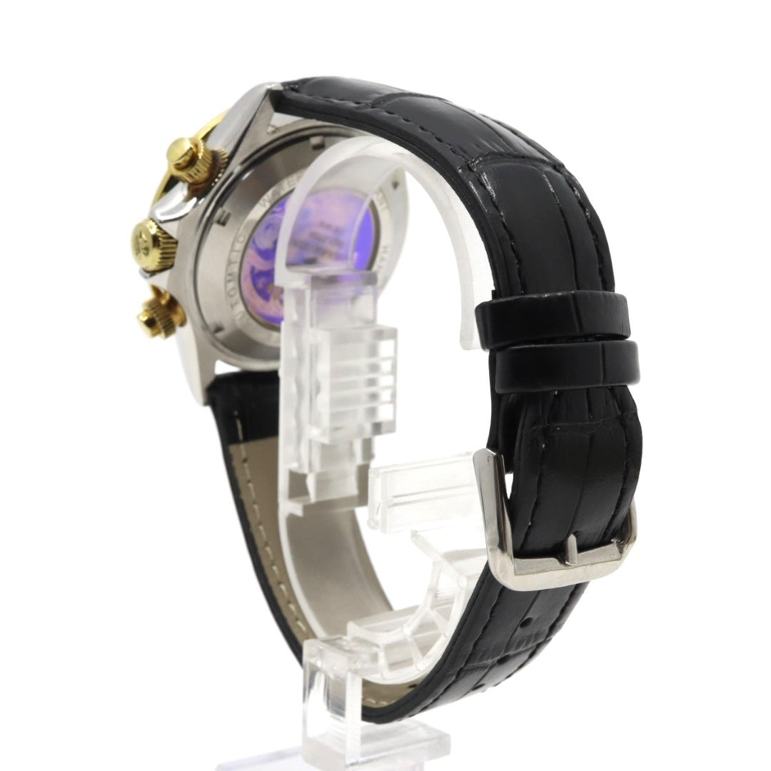 【極美品】ジョン・ハリソン J.Harrison 腕時計 JH-003C スケルトン 自動巻き ゴールド ブラック メンズ レザーベルト アナログ タキメーターベゼル シースルーバック クラシック ゴージャスデザイン G2