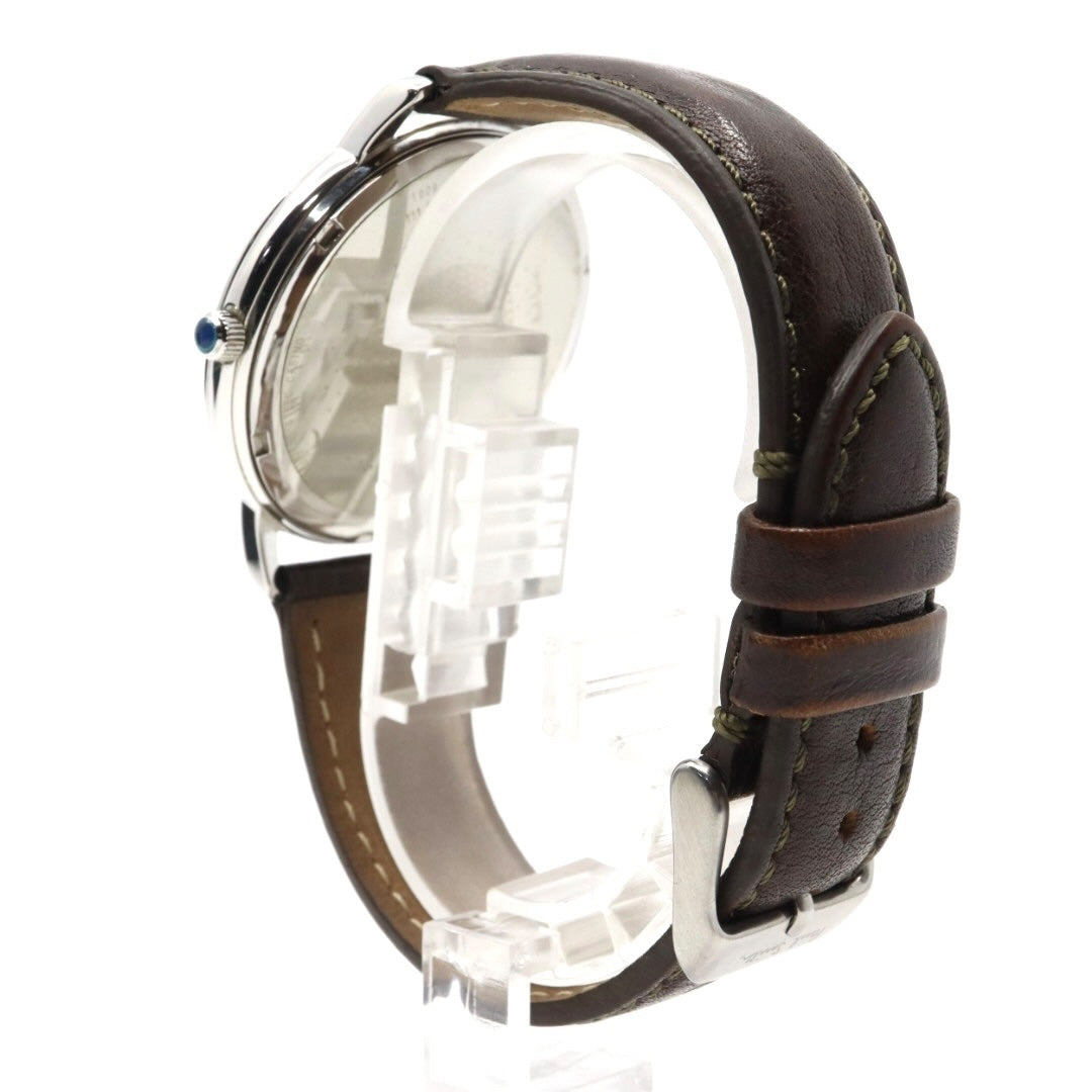 美品 【電池交換済】ポールスミス Paul Smith 腕時計 The City 1009 メンズ クオーツ アナログ ブルーダイヤル ブラウンレザーベルト シルバーケース シンプル クラシック ビジネス ドレスウォッチ エレガント クリーニング済み G2