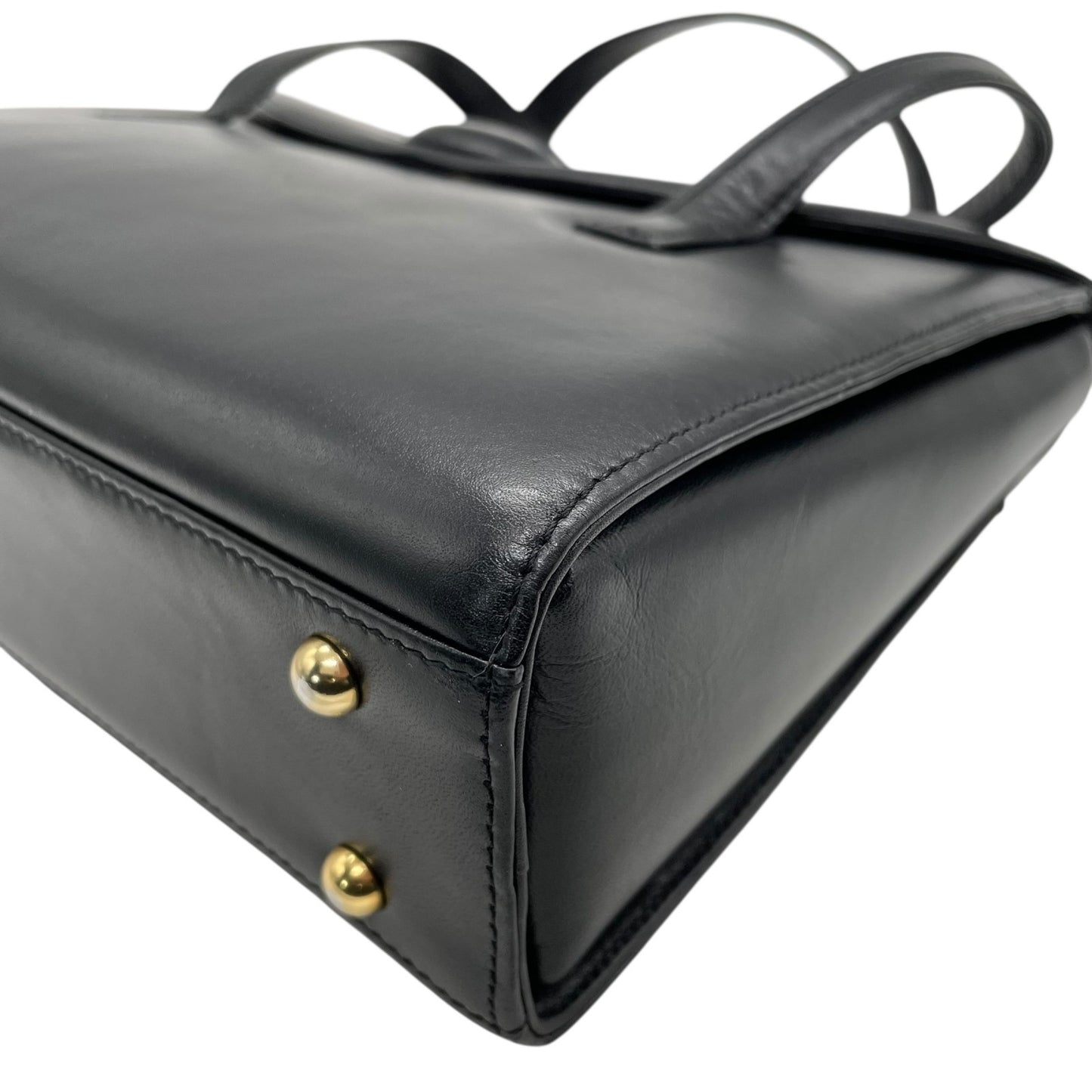 美品 ジバンシィ GIVENCHY ジバンシー レザー ハンドバッグ トートバッグ 黒 ブラック ロゴボタン フラップ フォーマルバッグ C1