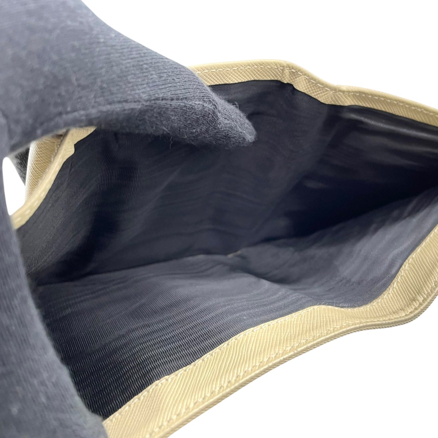 プラダ PRADA 三つ折り財布 コンパクトウォレット ベージュ ナイロン レザー 三角ロゴプレート トライアングルロゴ ゴールド金具 レディース M1