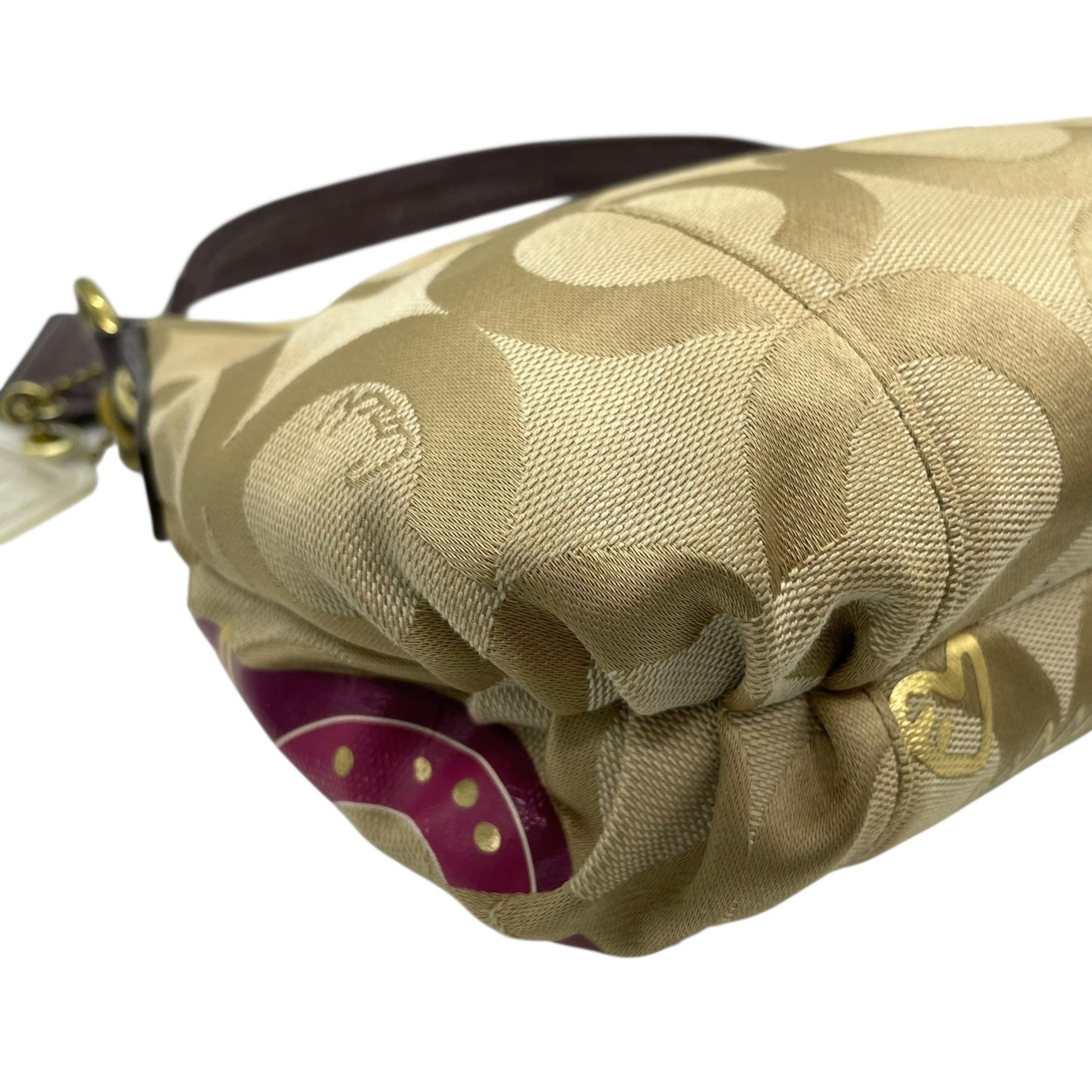 コーチ COACH 2WAY ハンドバッグ ショルダーバッグ ポピー オプアート シグネチャー ベージュ マルチカラー キャンバス ゴールド金具 ロゴチャーム付き 手提げ 斜め掛け可 レディース T1