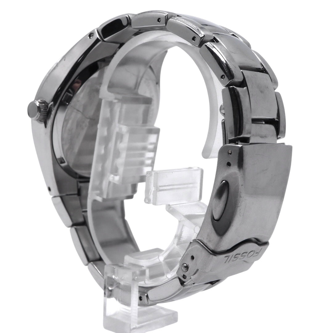 美品 電池交換済 クリーニング済 フォッシル FOSSIL 腕時計 BG-1055 メンズウォッチ クォーツ 漢数字インデックス シルバー ブラック ステンレススチール アナログ ユニークデザイン カジュアル 稼働品 G3