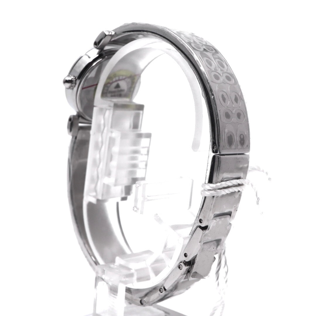 【ほぼ新品／電池交換済】コーチ COACH 腕時計 CA.66.7.95.1489S レディース クオーツ アナログ ラウンド シルバー ラインストーンベゼル シグネチャーブレスレット エレガント フェミニン ドレスウォッチ クリーニング済 G