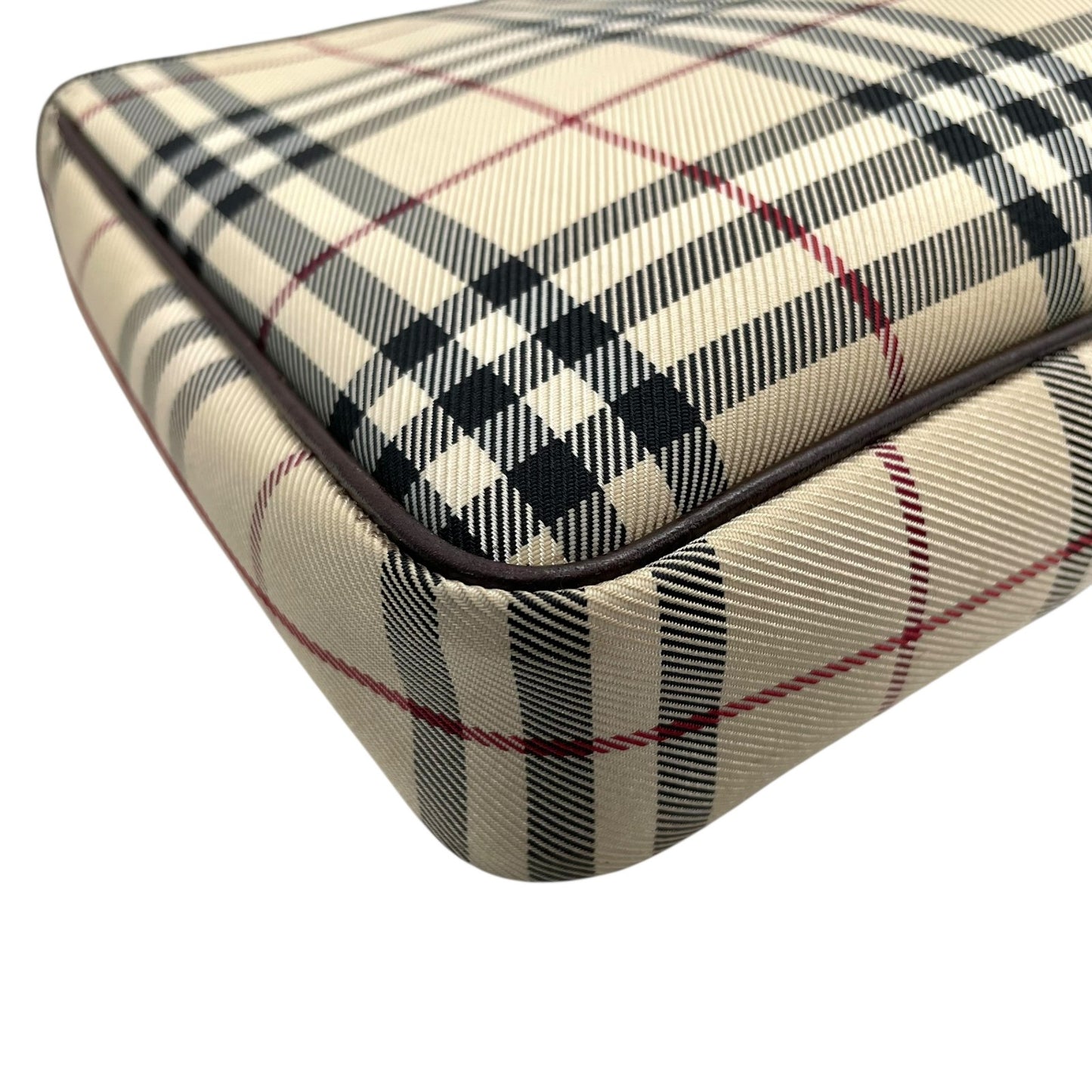 美品 バーバリー BURBERRY ショルダーバッグ ノバチェック ベージュ 茶色 ブラウン キャンバス レザー K3