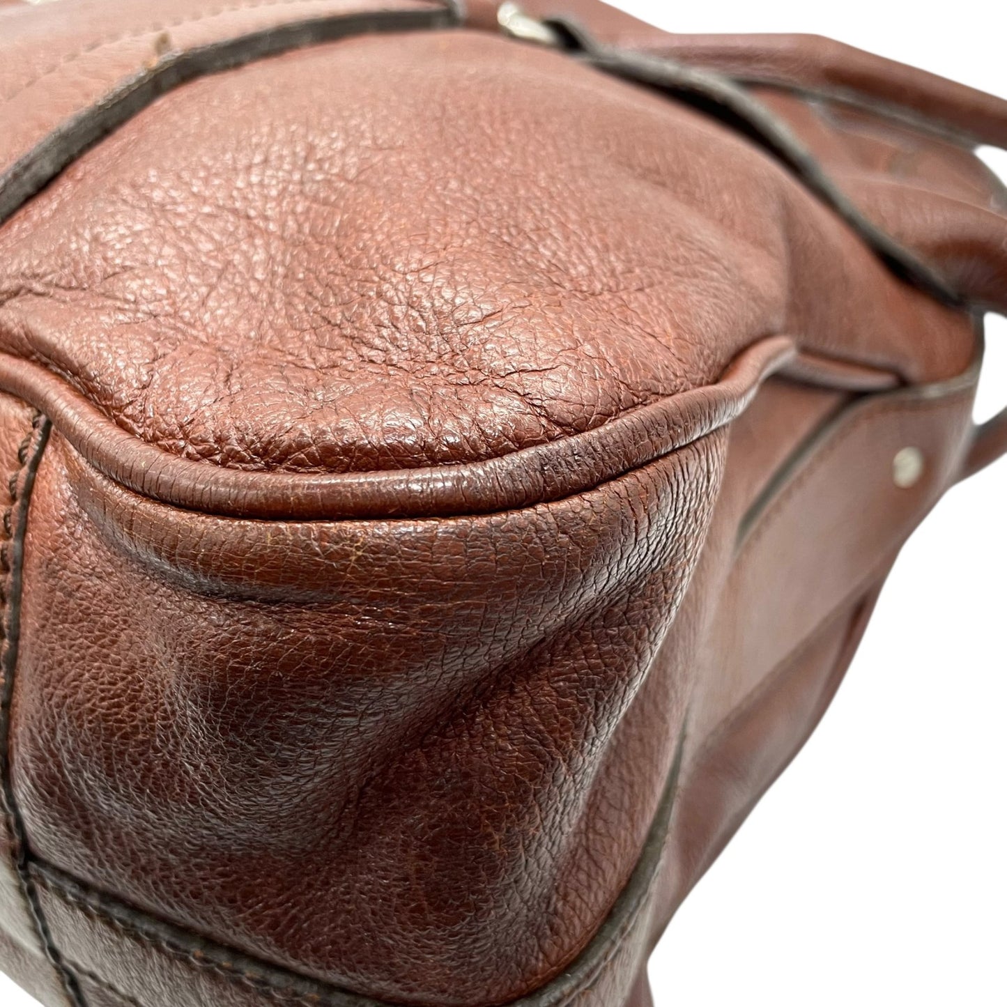 セリーヌ CELINE トートバッグ ハンドバッグ ロングハンドル フラップ 茶色 ダークブラウン レザー タッセル付き シルバー金具 K8