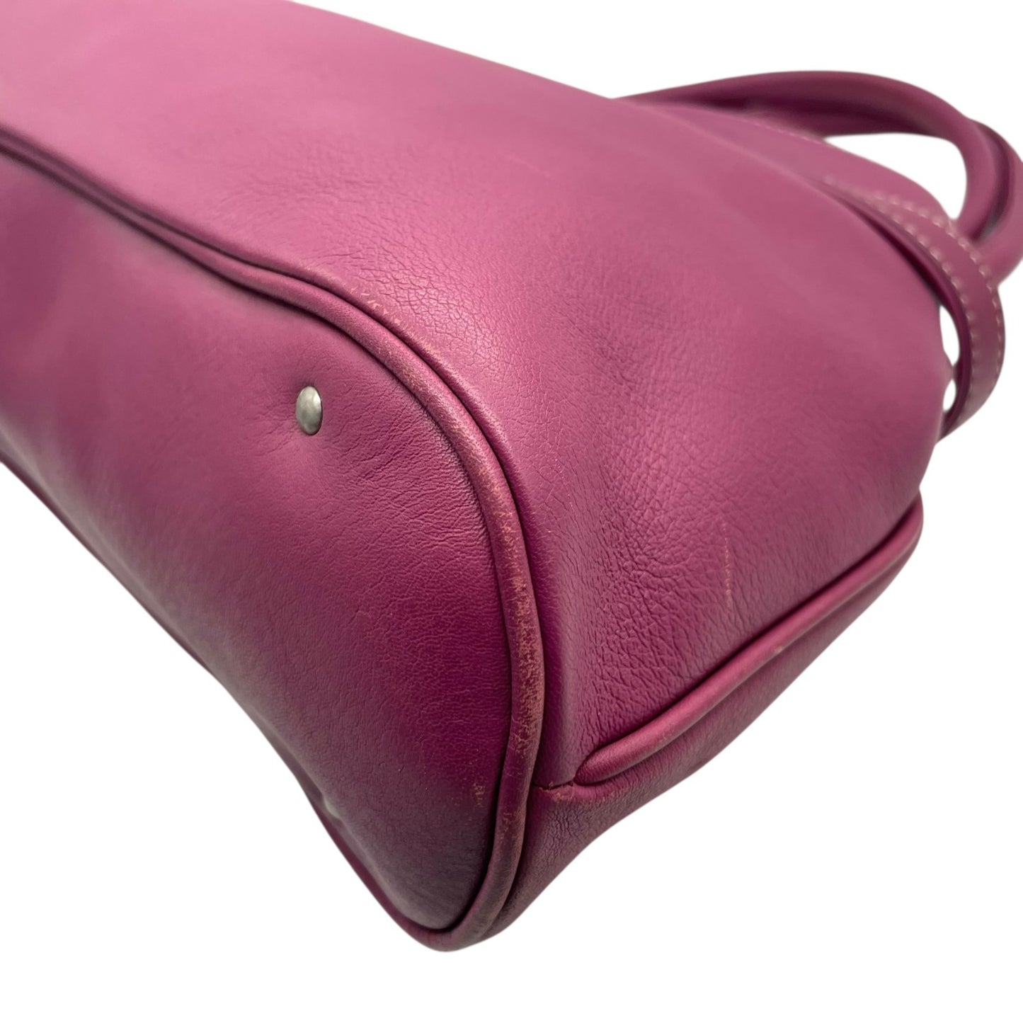 コールハーン COLE HAAN ハンドバッグ ロングハンドル レザー パープル ピンク シルバー金具 ステッチデザイン 上品カラー T3