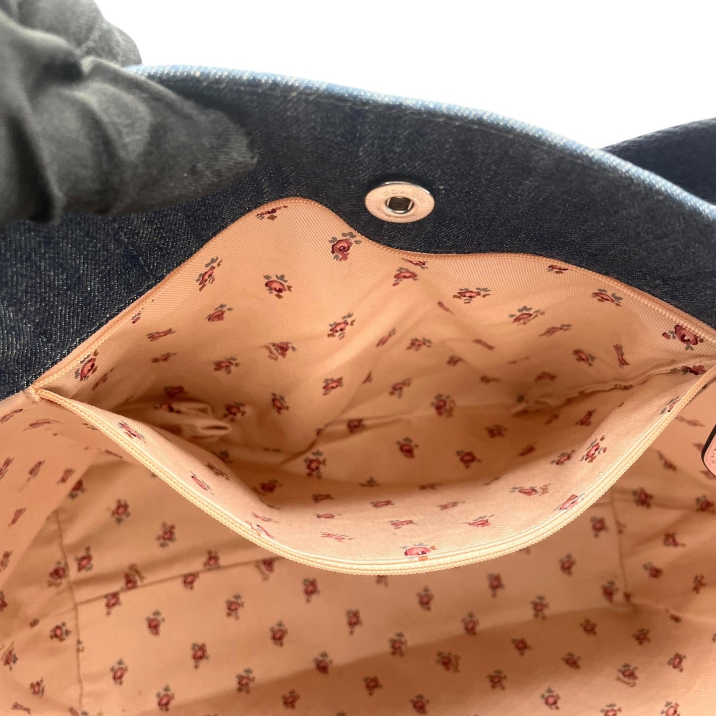 コーチ COACH デニム トートバッグ ショルダーバッグ ロングハンドル 肩掛け 馬車ロゴ ビッグロゴ 大容量 A4対応 ブルー レディース メンズ ヴィンテージ U17