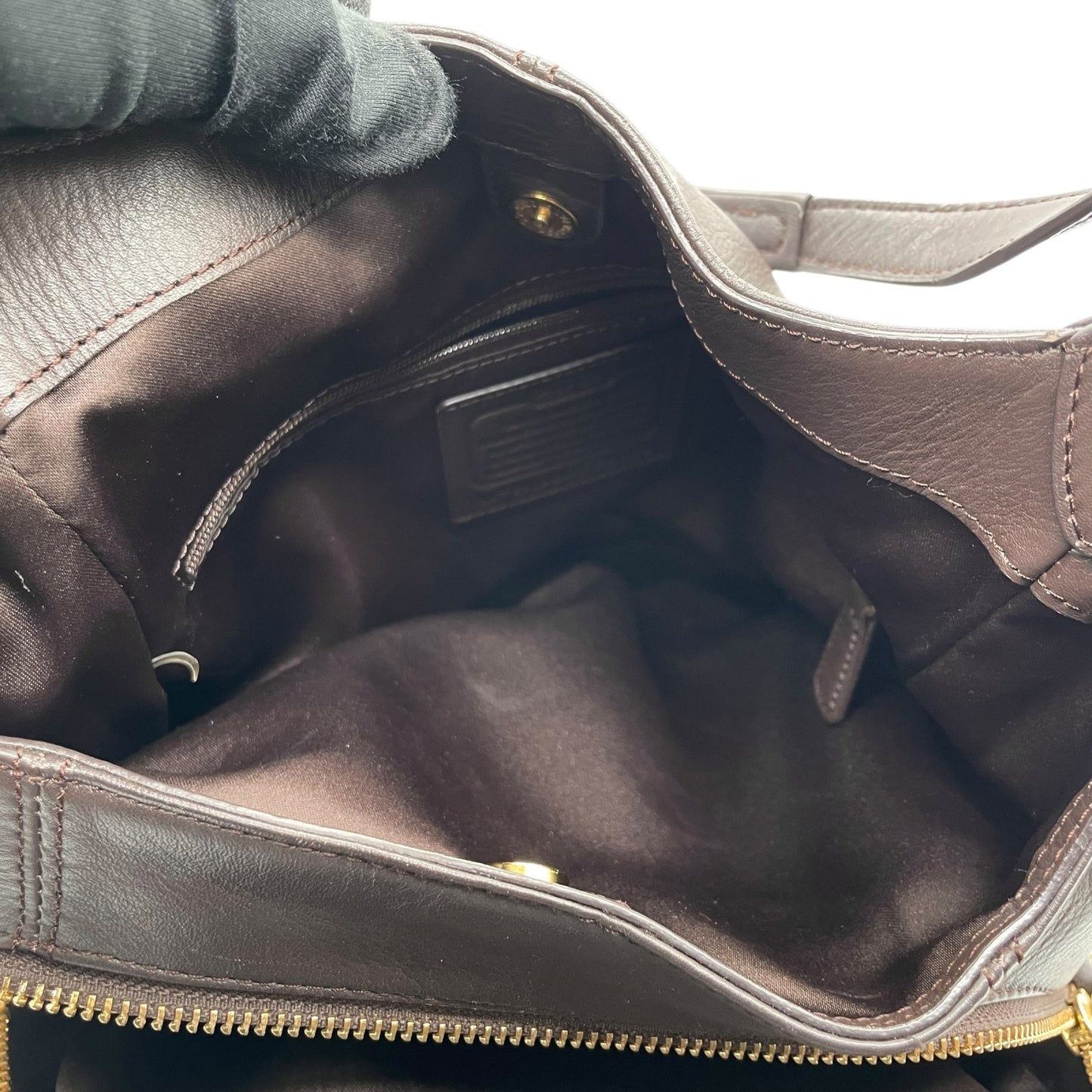 コーチ COACH ハンドバッグ キャンベル F24686 ダークブラウン オールレザー ベルトデザイン ゴールド金具 斜め掛け可 レディース U17