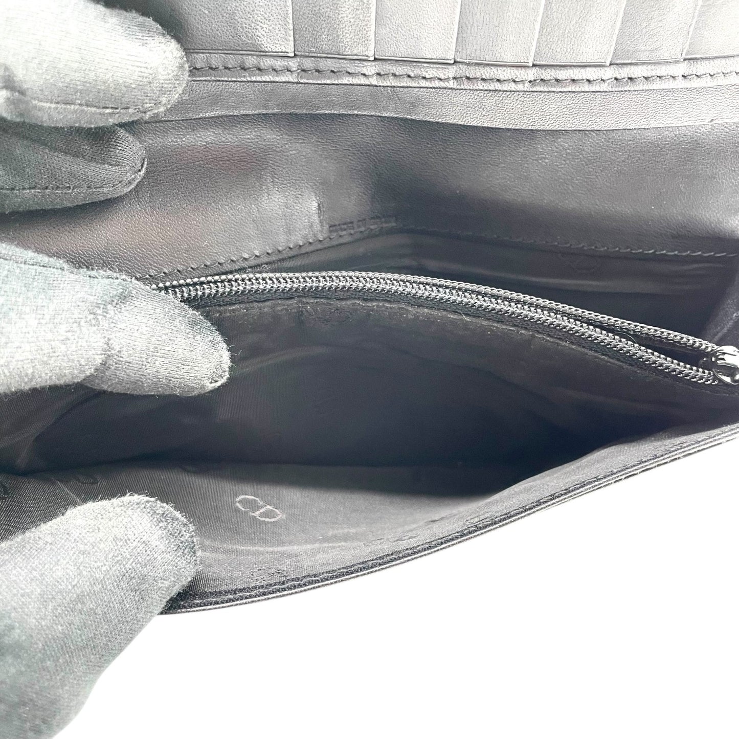 クリスチャンディオール Christian Dior 長財布 レザー 黒 ブラック CDロゴ ゴールド金具 金金具 ヴィンテージ レディース メンズ W4