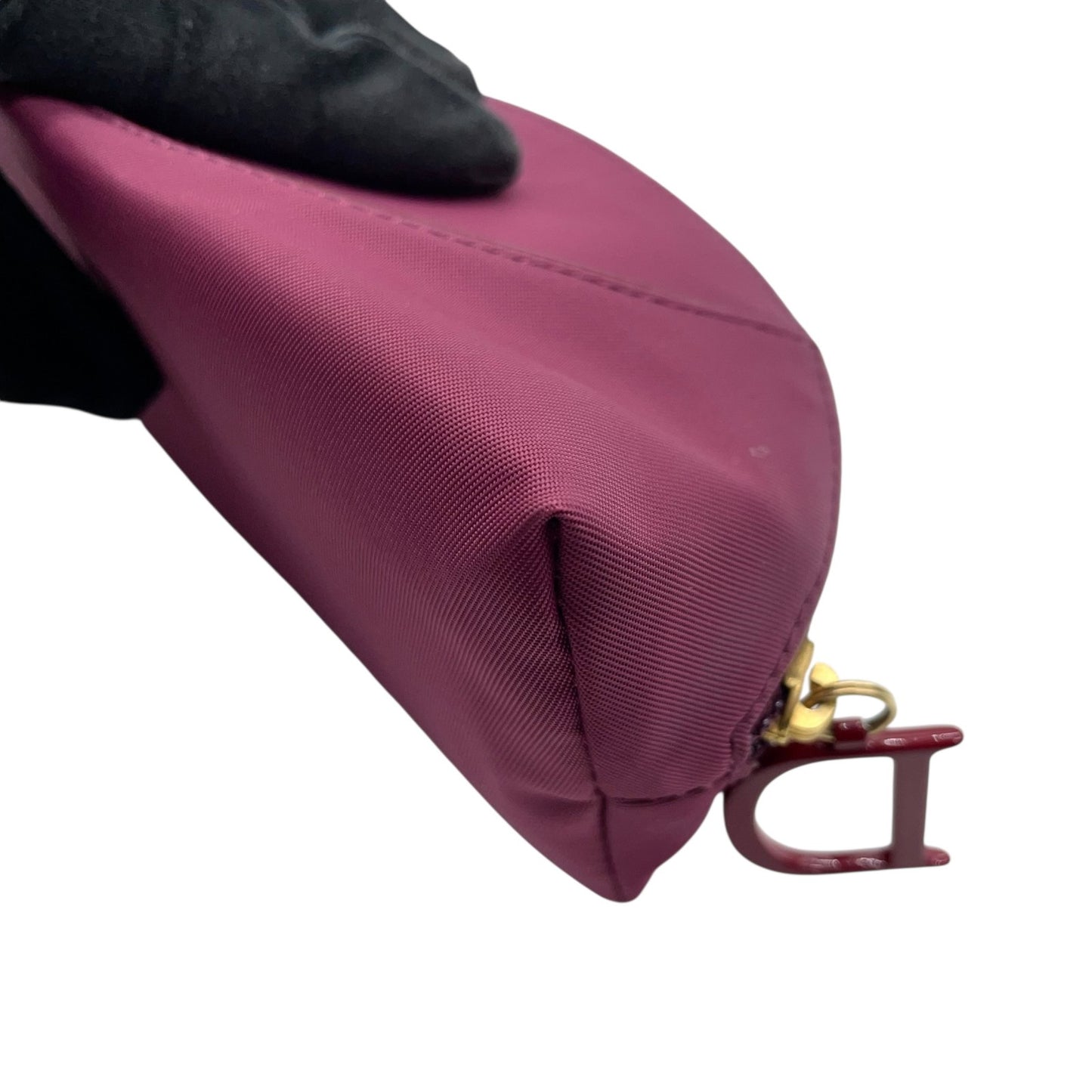 クリスチャンディオール Christian Dior アクセサリーポーチ ワインレッド ナイロン 化粧ポーチ コスメポーチ ロゴ刻印 レディース W4