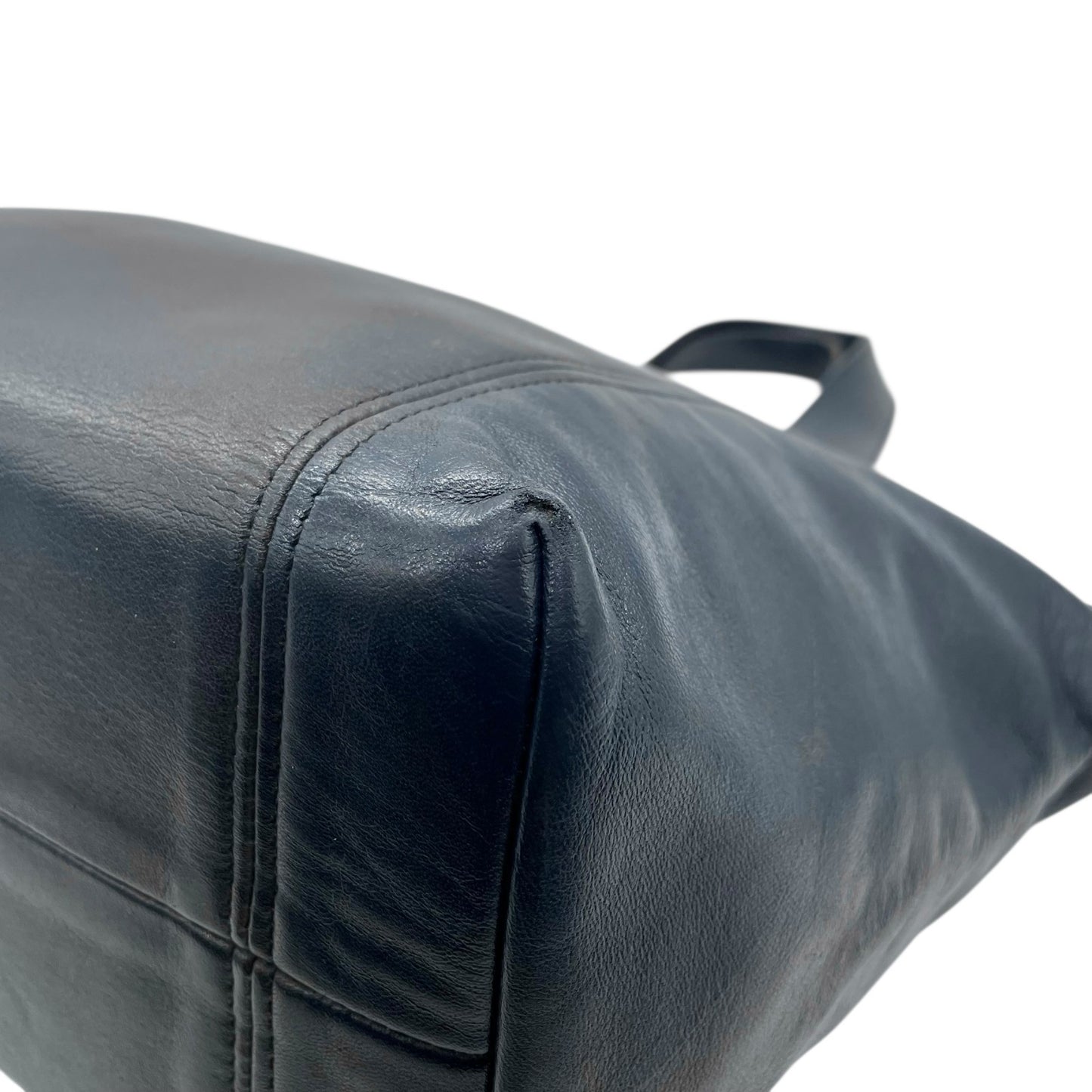 コーチ COACH オールドコーチ ハンドバッグ ミニトートバッグ 紺 ネイビー レザー ゴールド金具 ファスナー開閉 ロゴチャーム USA製 ヴィンテージ レディース S12