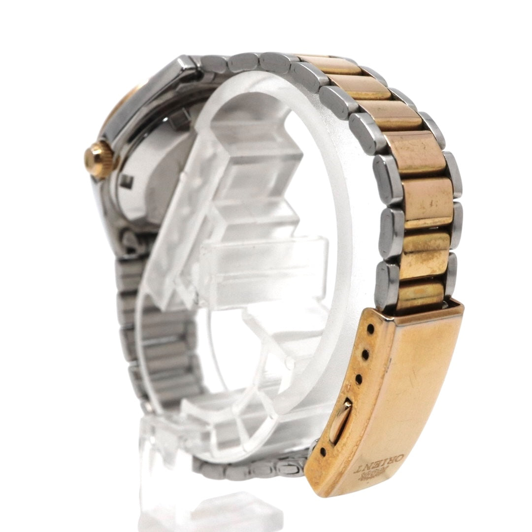 【美品】 ORIENT オリエント ガーディアン 自動巻き 腕時計 NQ1V-U0 オレンジ ゴールド ツートン ステンレススチール レディース G8