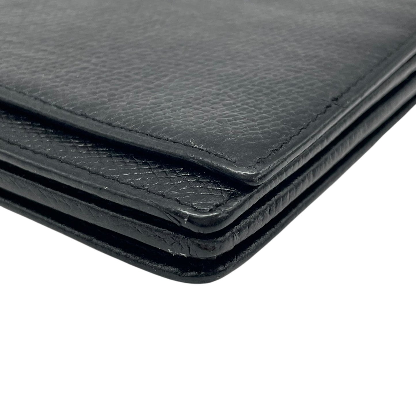 LOEWE ロエベ 二つ折り 長財布 ロングウォレット アナグラム 型押しロゴ ブラック レザー シボ革 ゴールド金具 ヴィンテージ レディース W2