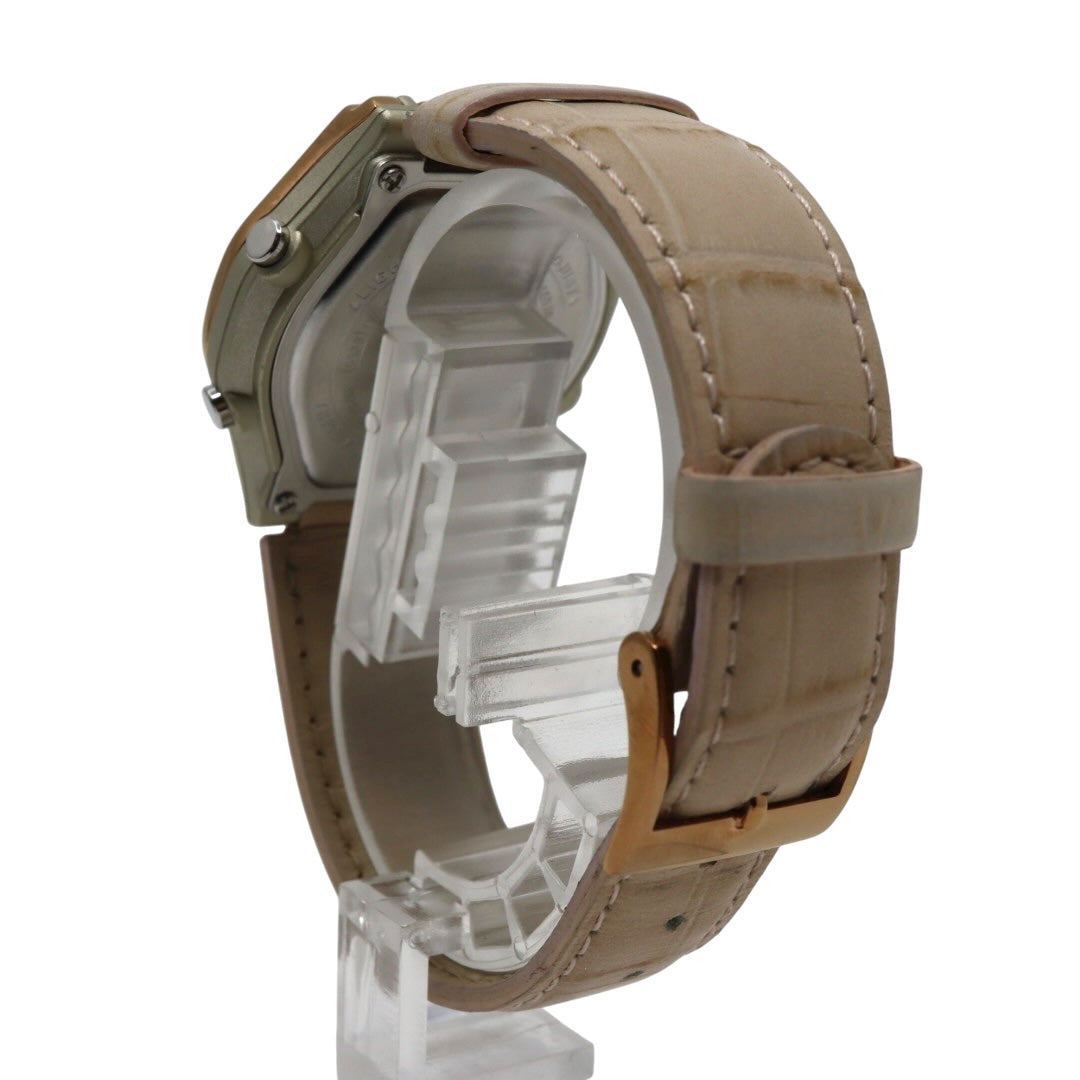 【美品/稼働品】カシオ ウェーブセプター 腕時計 LWA-M141 電波ソーラー レディース ゴールド ホワイト文字盤 レザー ベージュ MULTI BAND 6 アナデジ エレガント フェミニン カジュアル ビジネス ファッション G