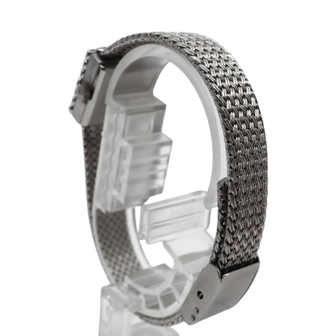 【美品/電池交換済】イエマ YEMA 腕時計 P7307 レディース スクエア ラインストーンベゼル クオーツ シルバー メッシュベルト ブレスレット ジュエリーウォッチ ドレスウォッチ アンティーク ビンテージ クラシック エレガント G10