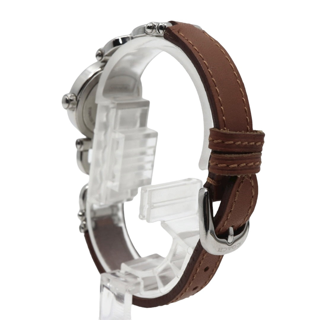 コーチ COACH 腕時計 レディース クォーツ 白文字盤 シルバー レザーベルト 6.239.173 アナログ ウォッチ 上品 エレガント ビジネス フォーマル カジュアル シンプル 希少 レア 馬車ロゴ クラシック 1023H046-1 G10