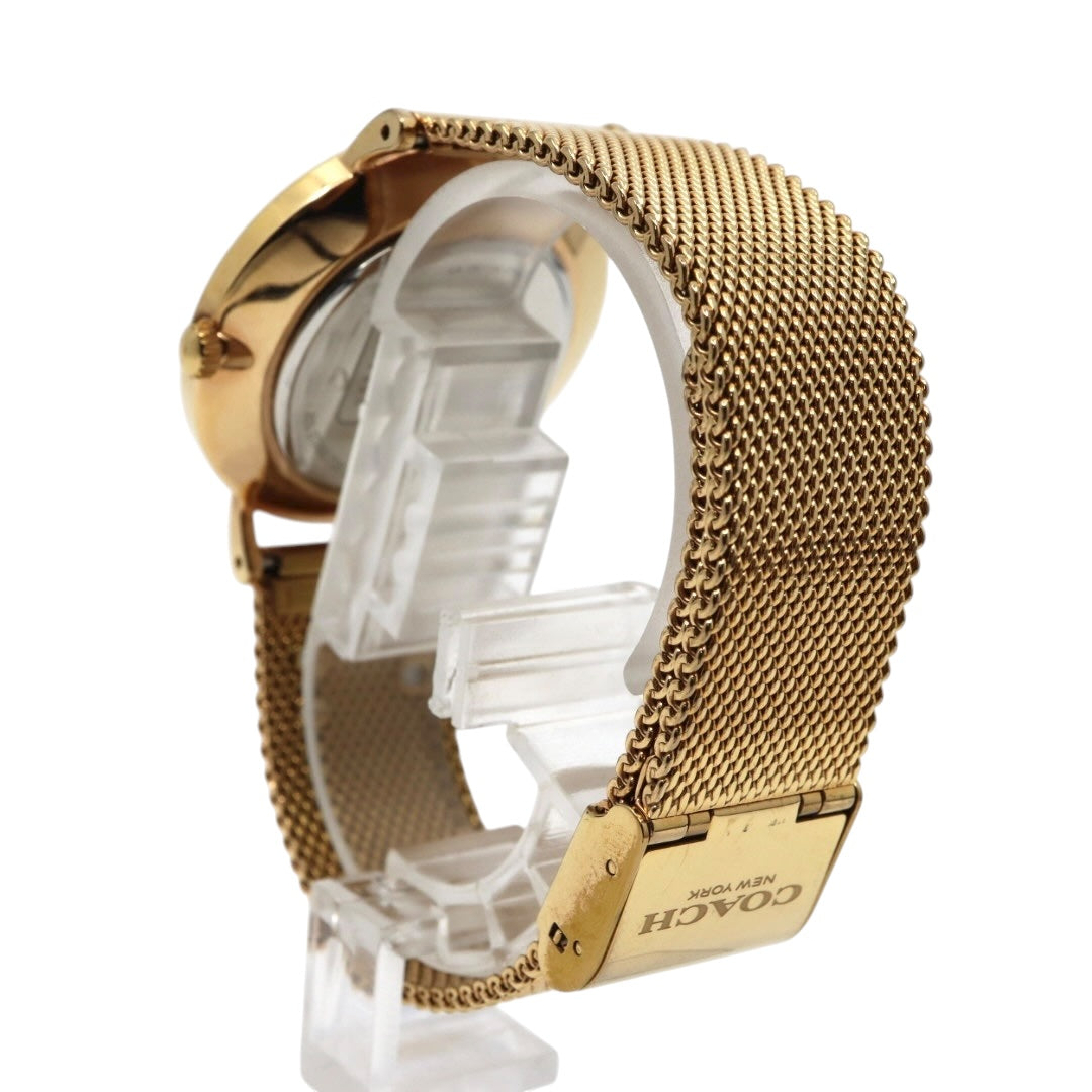 コーチ COACH 腕時計 レディース クォーツ ペリー Perry ゴールド メッシュベルト CA.120.7.34.1710 アナログ ウォッチ ホースアンドキャリッジ 馬車ロゴ エレガント 上品 モダン クラシック 美品 ほぼ新品 希少 G10