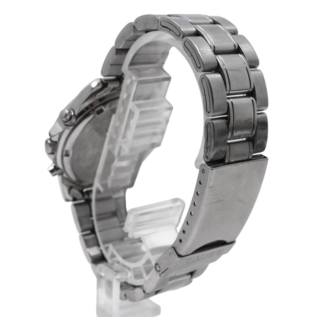 【美品/電池交換済】セイコー クロノグラフ 7T92-0DX0 腕時計 メンズ 100M防水 クオーツ ステンレス ブラック文字盤 シルバー アナログ デイト表示 方位計 スポーツウォッチ ビジネス カジュアル ファッション G10