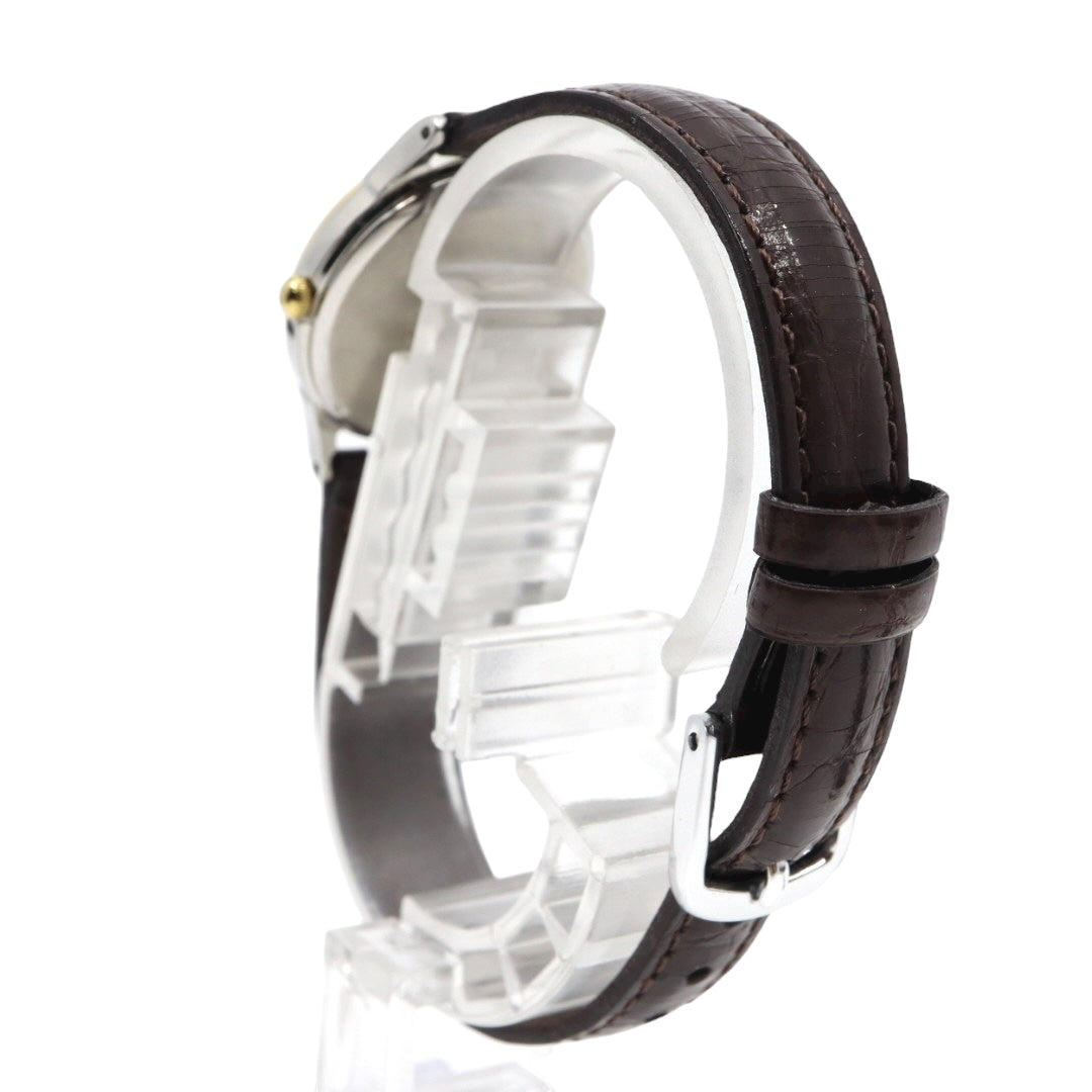 SEIKO セイコー 7N01-6881 ゴールドトーン ベゼル テクスチャー文字盤 クォーツ レディース ステンレス レザーベルト 上品 エレガント ウォッチ G11