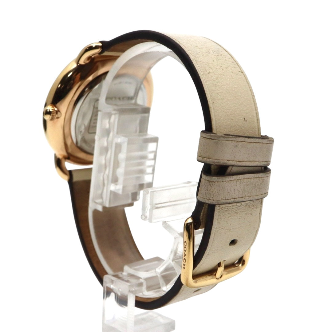 【美品】コーチ COACH 腕時計 レディース グランド GRAND ゴールド シルバー レザー 馬車ロゴ CA.158.7.34.2401 クォーツ アナログ 3針 ビジネス オフィス 通勤 通学 シンプル エレガント 上品 クラシック 純正箱付 G11