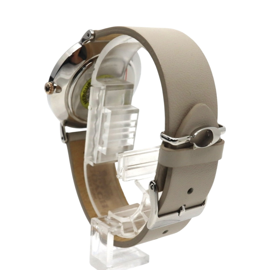 【未使用級】コーチ COACH 腕時計 レディース ペリー Perry シルバー グレージュ レザー CA.120.7.1594 クォーツ アナログ 2針 シンプル オフィス ビジネス 通勤 通学 エレガント 上品 クラシック 大人 馬車ロゴ 美品 G11