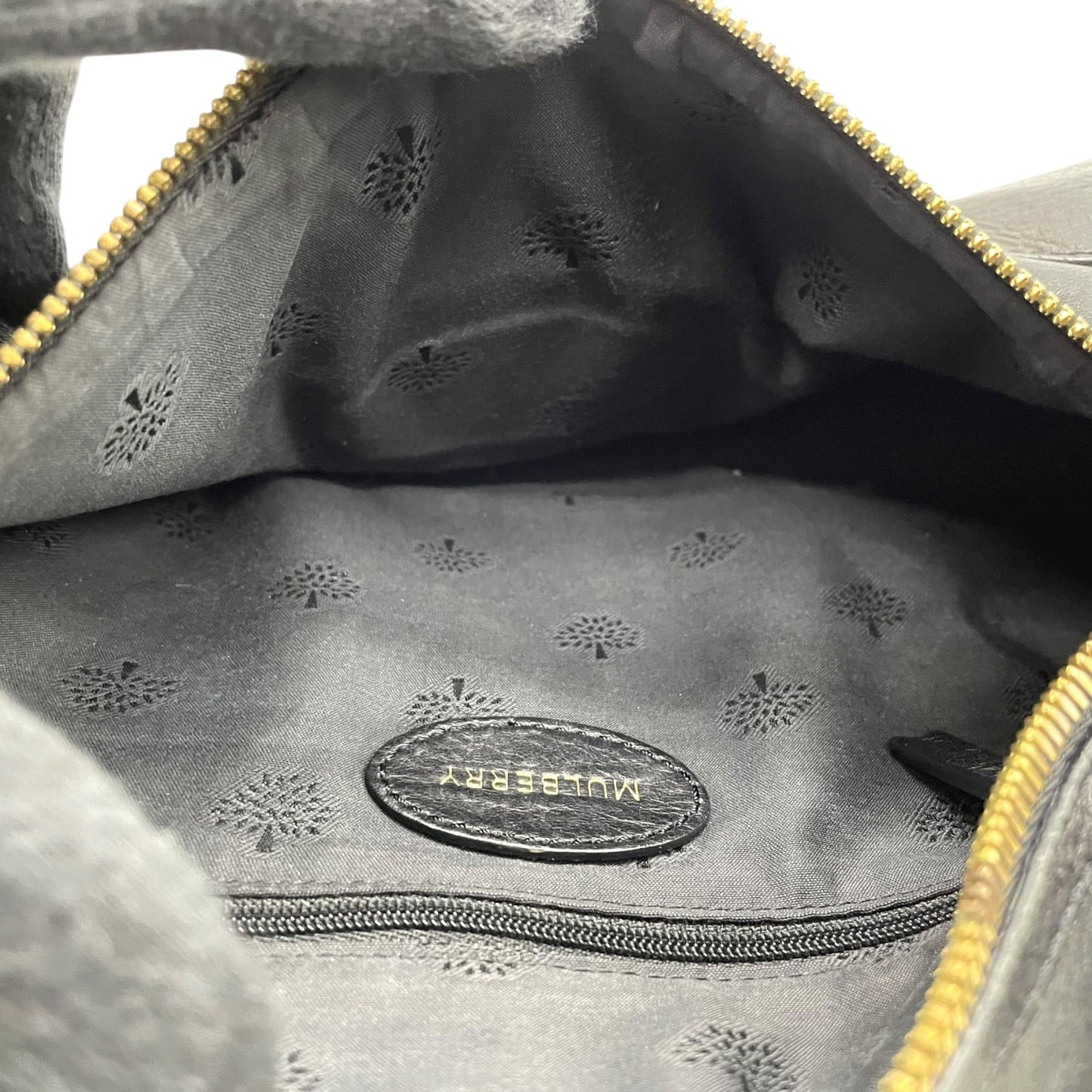 MULBERRY マルベリー 2WAY ハンドバッグ ショルダーバッグ ブラック レザー ゴールド金具 オーバルロゴプレート トップハンドル ヴィンテージ レディース K12