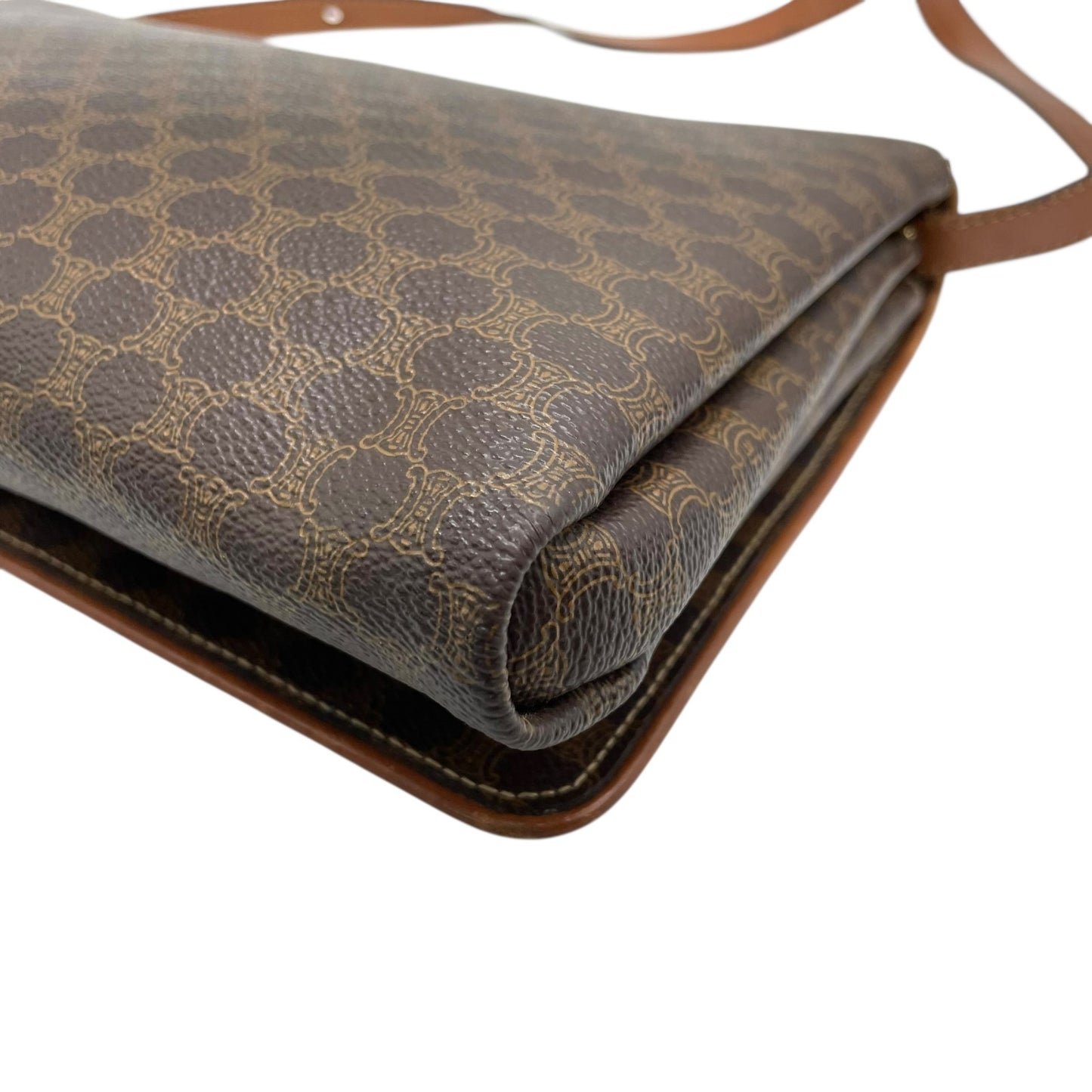 CELINE セリーヌ マカダム ショルダーバッグ ヴィンテージ オールドセリーヌ PVC レザー ゴールド金具 フラップデザイン 1980s 1990s クラシック クロスボディ k1