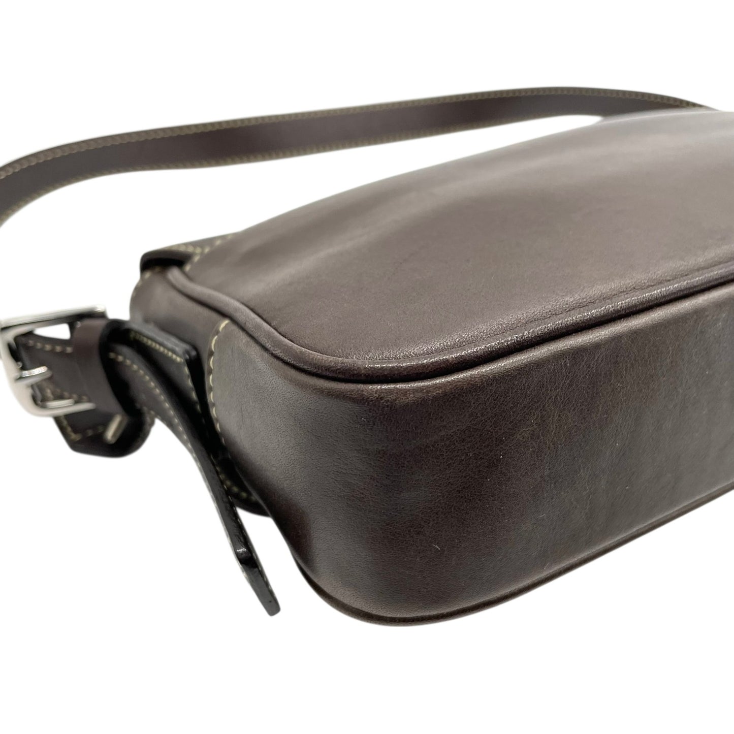 【美品】COACH コーチ 7784 ショルダーバッグ レザー ブラウン 茶色 バックルフラップ ステッチ ワンショルダー バッグ Y2K 00s vintage s91