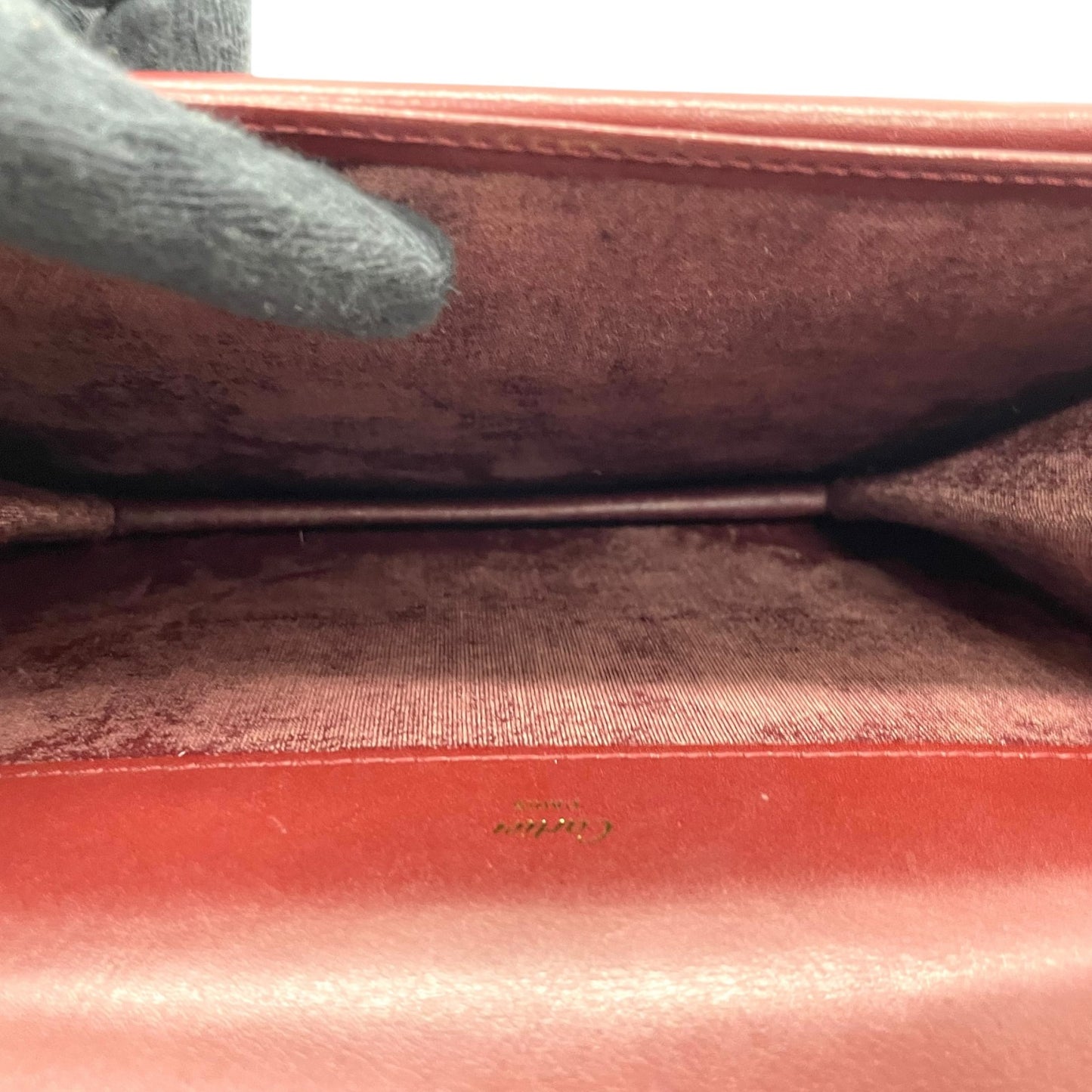 Cartier カルティエ ボルドー レザー クラッチバッグ ゴールドロゴ ヴィンテージ 1980s 1990s 上品 パリ クラシック K7