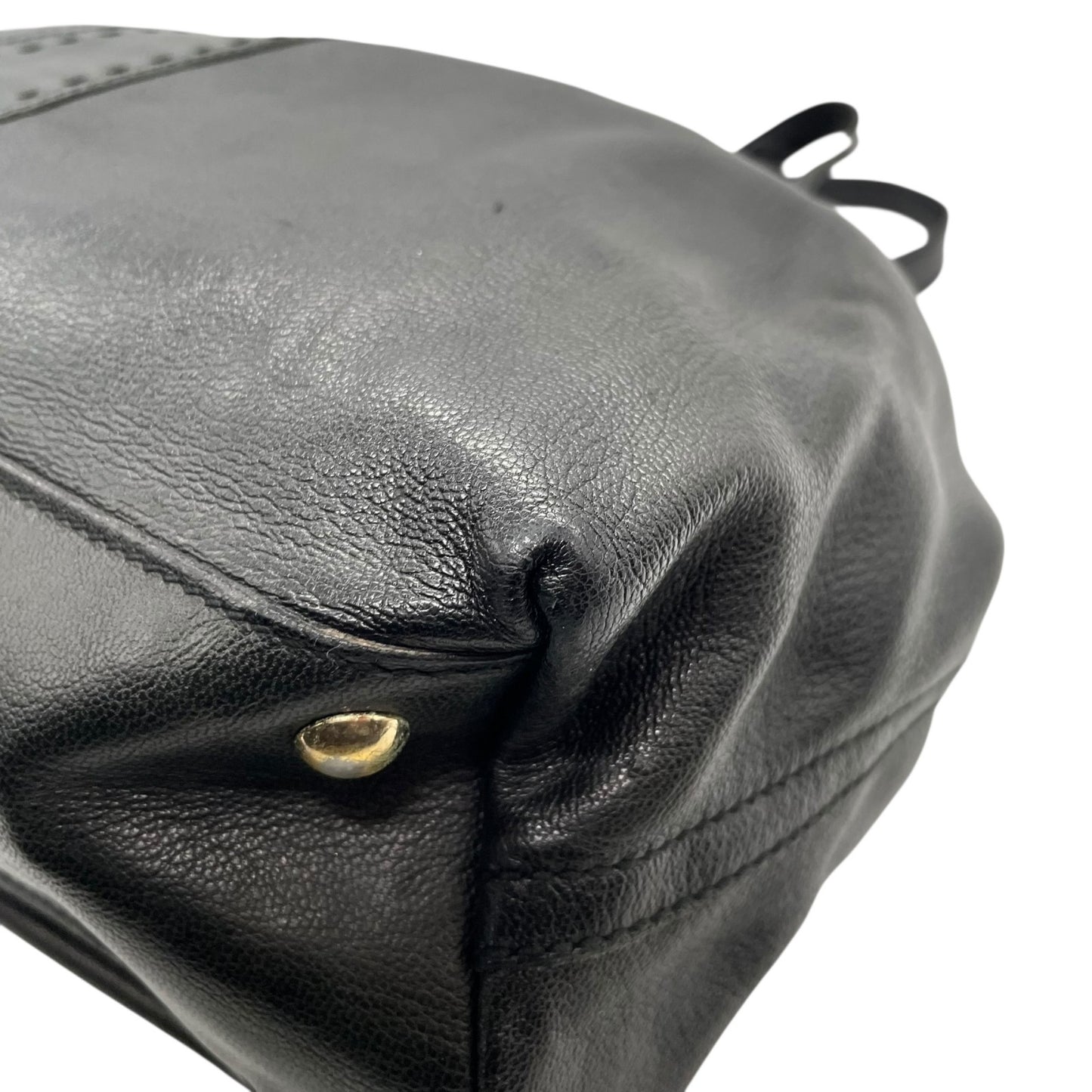 イヴ・サンローラン YVES SAINT LAURENT ネオ ダブル 巾着 レザー トートバッグ ブラック ゴールド金具 ヴィンテージ 肩掛け 収納力抜群 D7