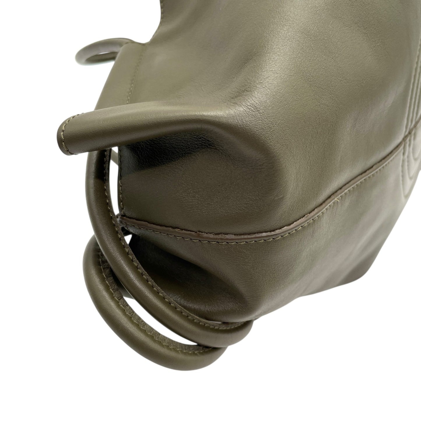 極 美品 未使用級 LOEWE ロエベ Paseo スモール レザー 2WAY ショルダーバッグ ハンドバッグ カーキ グリーンベージュ 上品 軽量