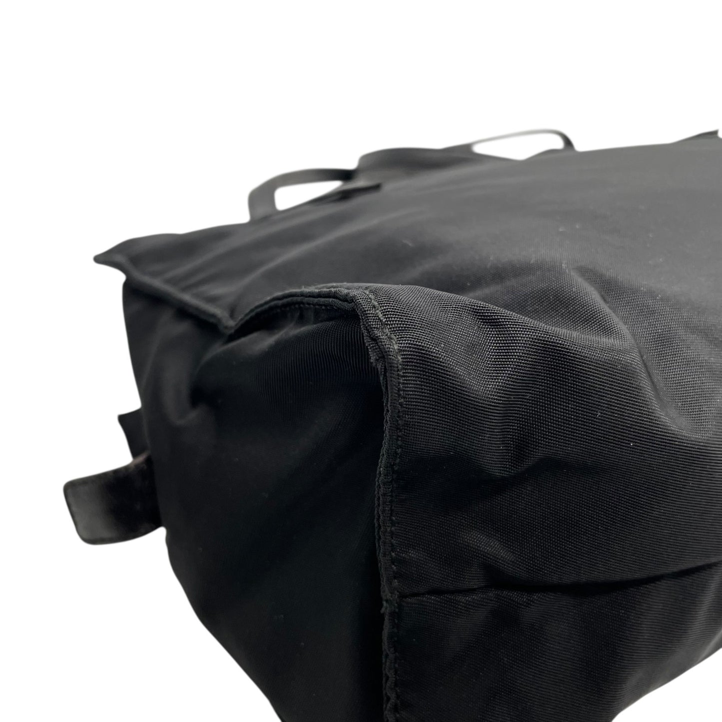 Authentic PRADA Tote Bag Black Nylon Shoulder Bag Triangle Logo Silver Hardware A4 Storage Zipper Women's Tessuto