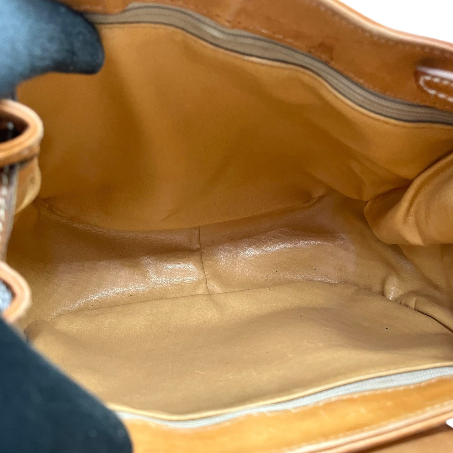 Authentic CELINE Macadam Trionf Shoulder Bag Beige Brown PVC Leather Gold Hardware Women's Flap