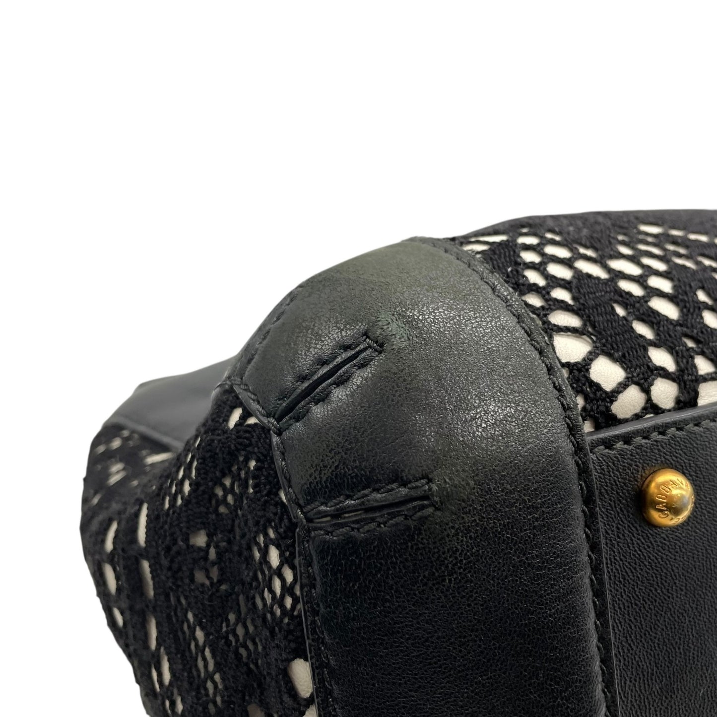 Authentic DOLCE&GABBANA Sicily Heritage 2WAY Handbag Tote Shoulder Bag Black White Ivory Lace Leather Gold Hardware Women's