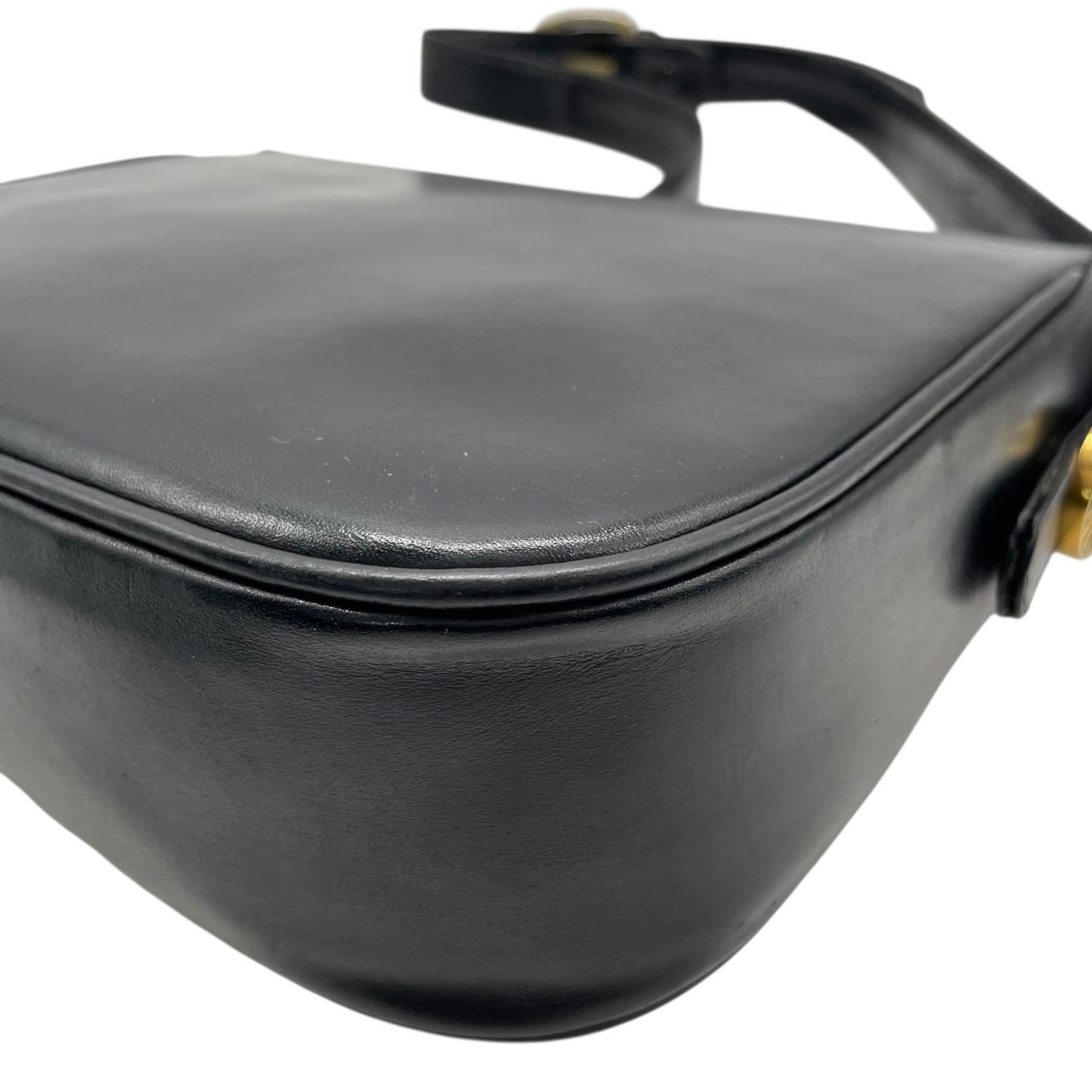 Authentic CELINE Shoulder Bag Black Leather Horse Carriage Gold Hardware Vintage Women's Crossbody