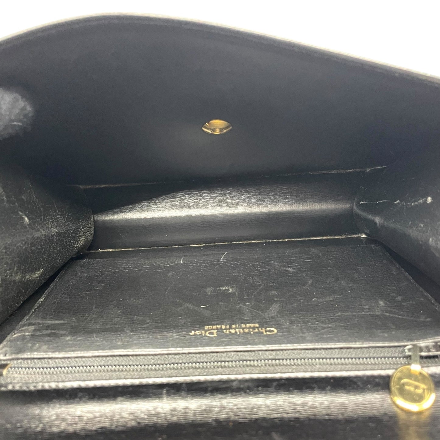 Authentic DIOR Handbag Black Leather Gold Hardware CD Logo Formal Women's Top Handle Flap Closure Vintage