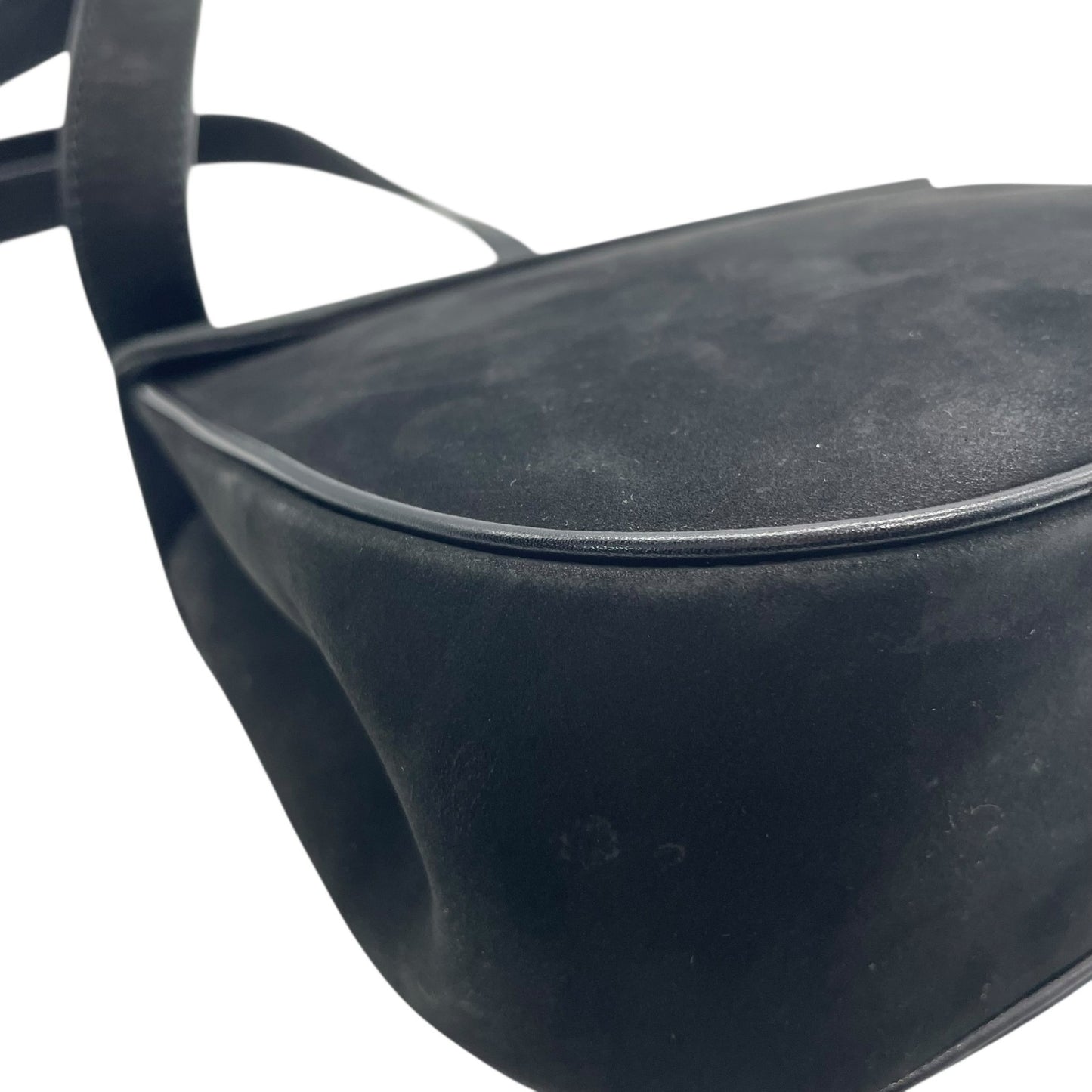 美品 Salvatore Ferragamo フェラガモ ガンチーニ ショルダーバッグ 黒 ブラック AB-21 スエード ゴールド金具 斜め掛け可 ポシェット ミニバッグ レディース フラップ開閉 ヴィンテージ D5