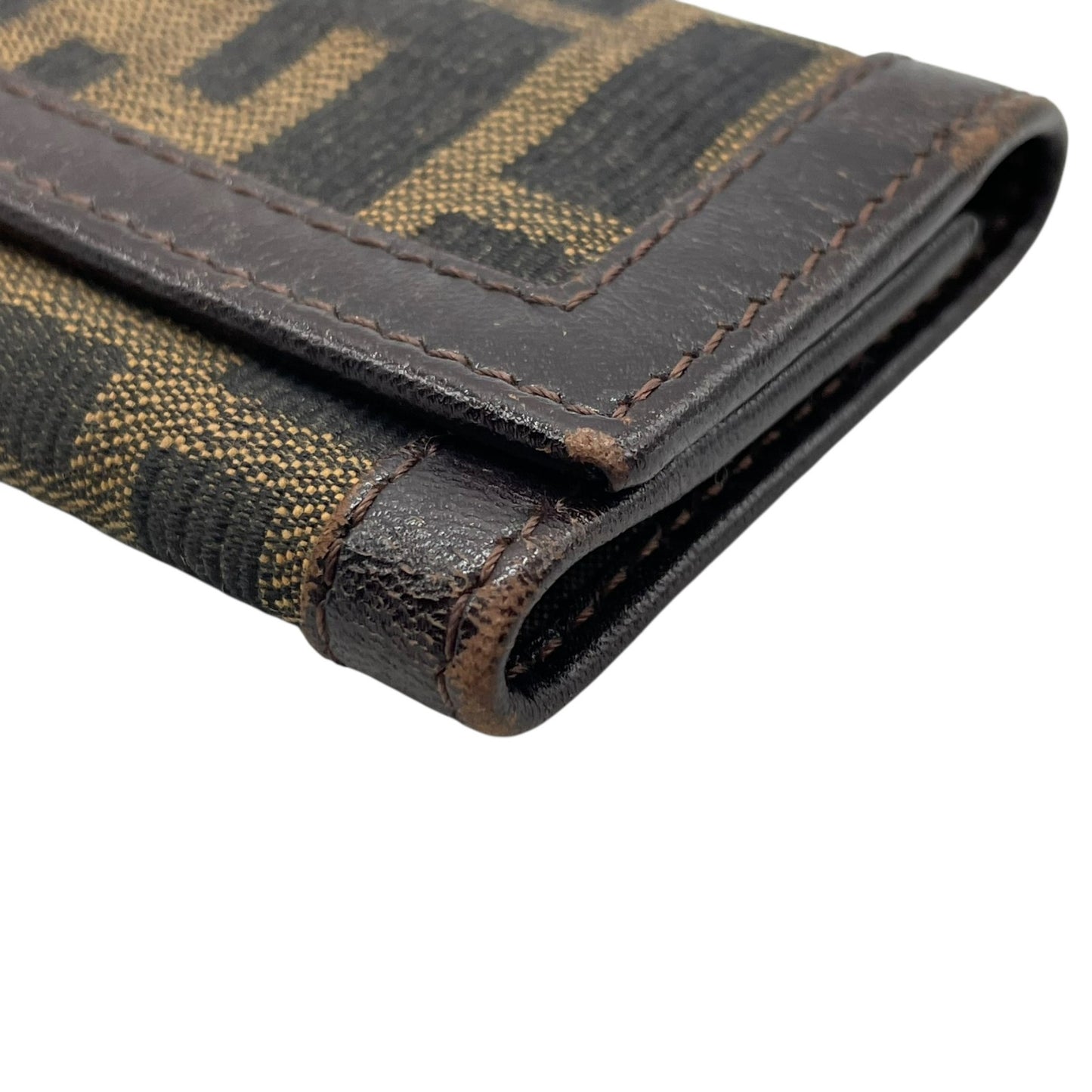 FENDI フェンディ ズッカ柄 6連キーケース キャンバス レザー 茶 ブラウン シルバー金具 FF柄 ヴィンテージ メンズ レディース M2