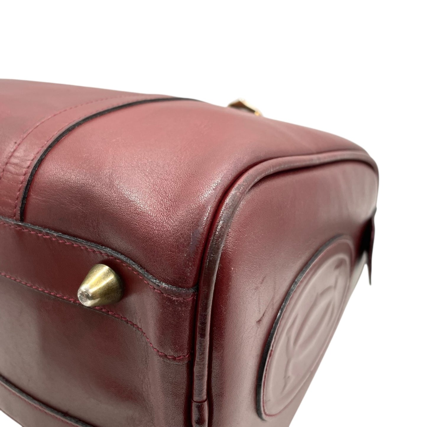 Cartier カルティエ マストライン ボストンバッグ レザー 赤 ボルドー ワインレッド ゴールド金具 パドロック クロシェット 2Cモチーフ メンズ レディース ヴィンテージ U1