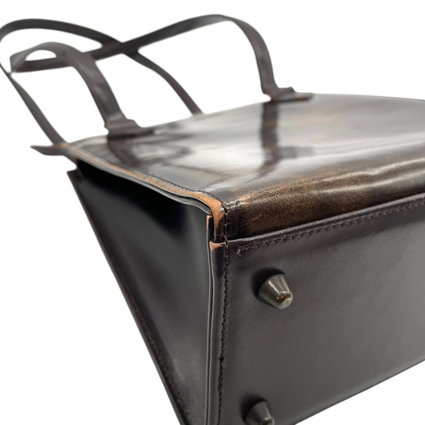 入手困難 Jean Paul GAULTIER ジャンポールゴルチエ ハンドバッグ レザー 本革 ブラウン 茶 ゴールド金具 ワンショルダー 肩掛け可 スクエア型 メンズ レディース K5