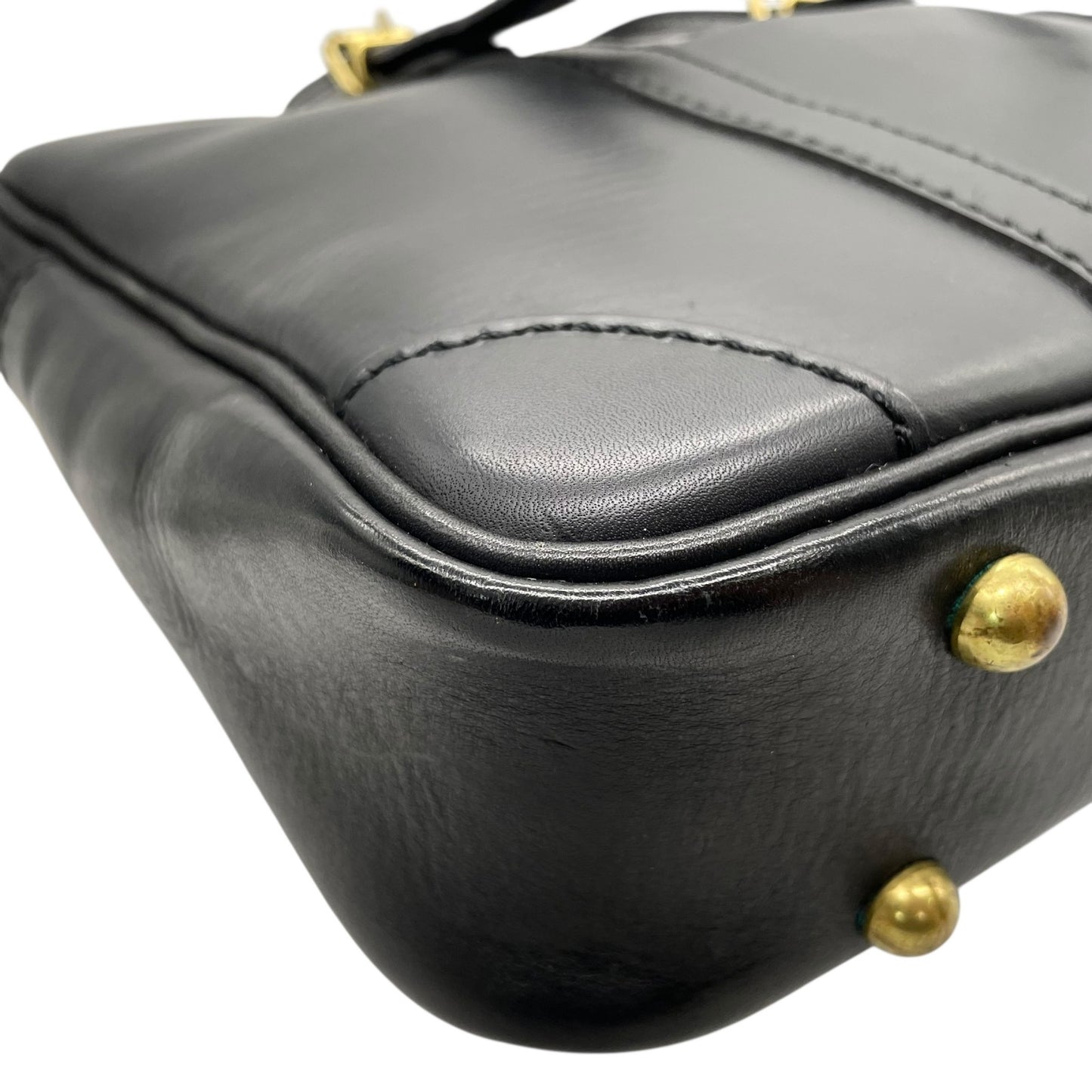 美品 Herz ヘルツ 二本手 ビジネスバッグ ブリーフケース 書類鞄 黒 ブラック レザー 日本製 ゴールド金具 A4対応 BW-57 メンズ レディース C