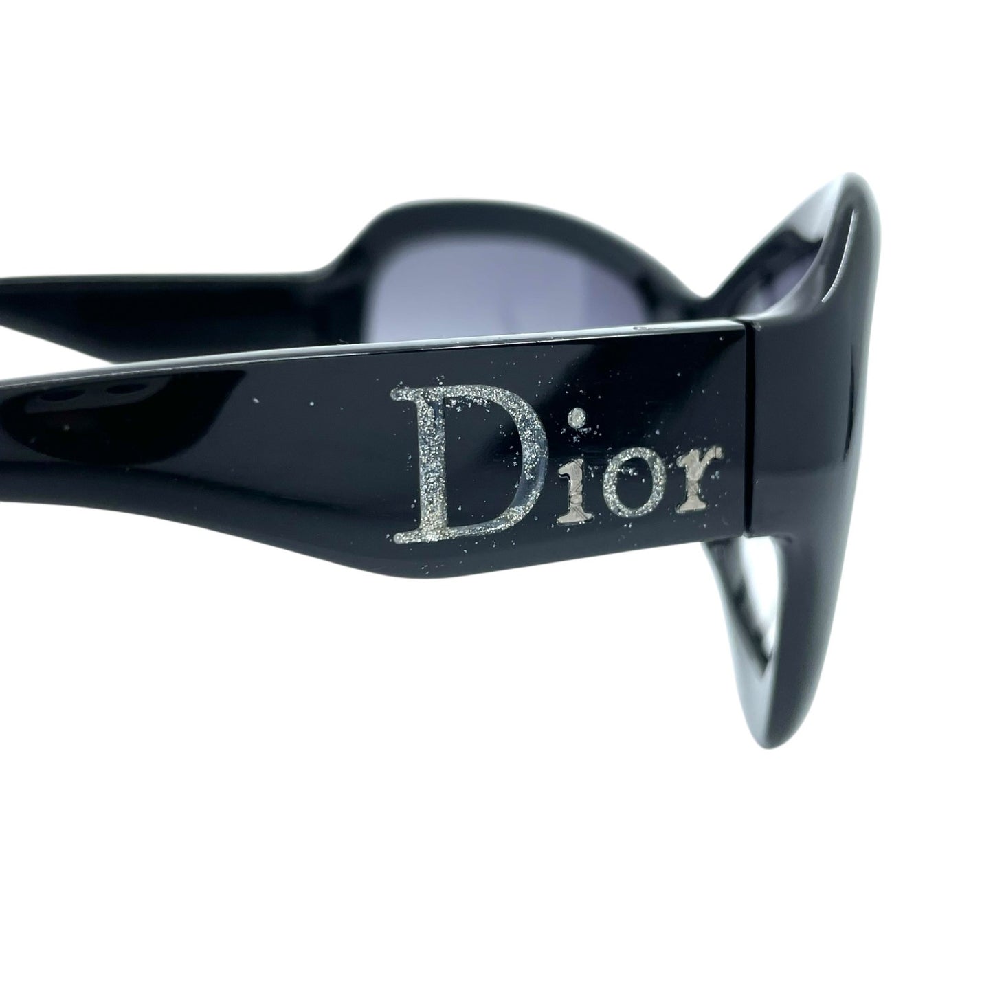 美品 Christian Dior デイオール サングラス 黒 ブラック プラスチック ロゴ グラデーション ヴィンテージ レディース W2