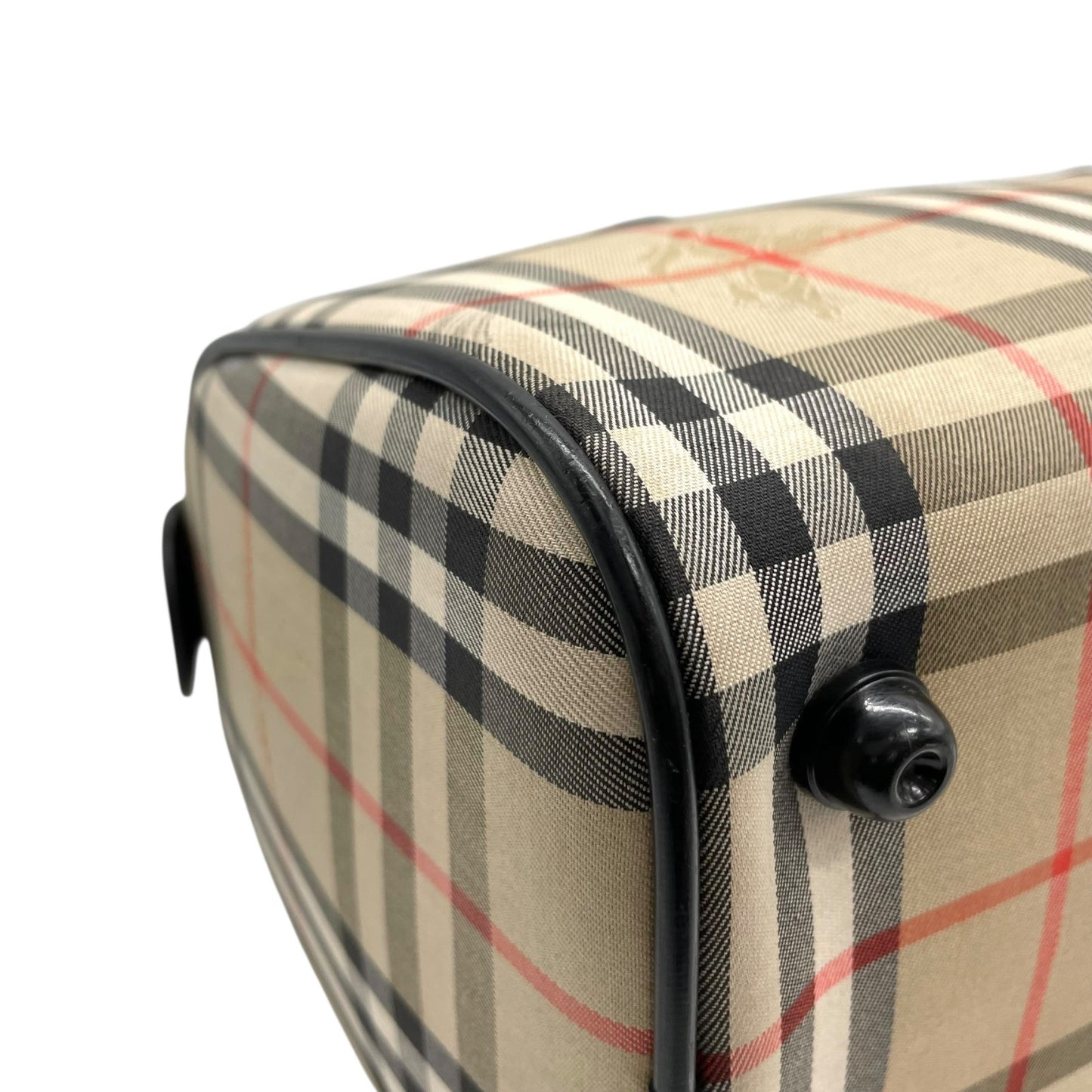 美品 Burberry バーバリー ノバチェック シャドーホース ミニボストン ハンドバッグ ベージュ ブラック キャンバス レザー ゴールド金具 ホースロゴ レディース ヴィンテージ E