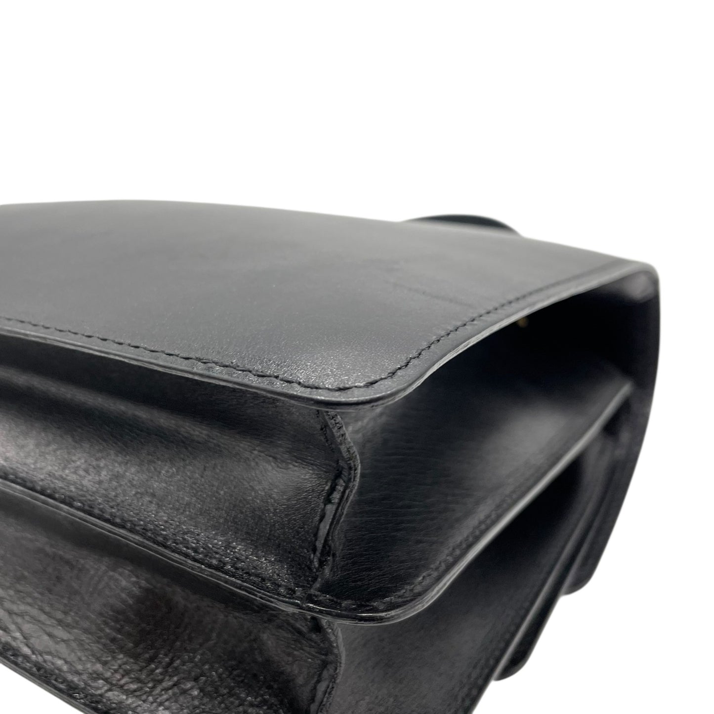 美品 CELINE セリーヌ ハンドバッグ フォーマル 黒 ブラック レザー ゴールド金具 ダブルフラップ Wフラップ トップハンドル 手提げ ロゴ レディース ヴィンテージ オールドセリーヌ C