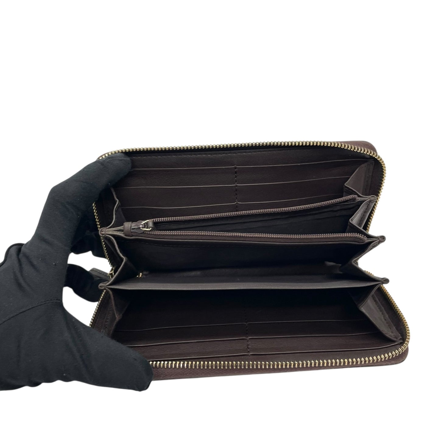 Authentic GUCCI Long Wallet Guccissima Black Brown Bicolor Leather Gold Interlocking G