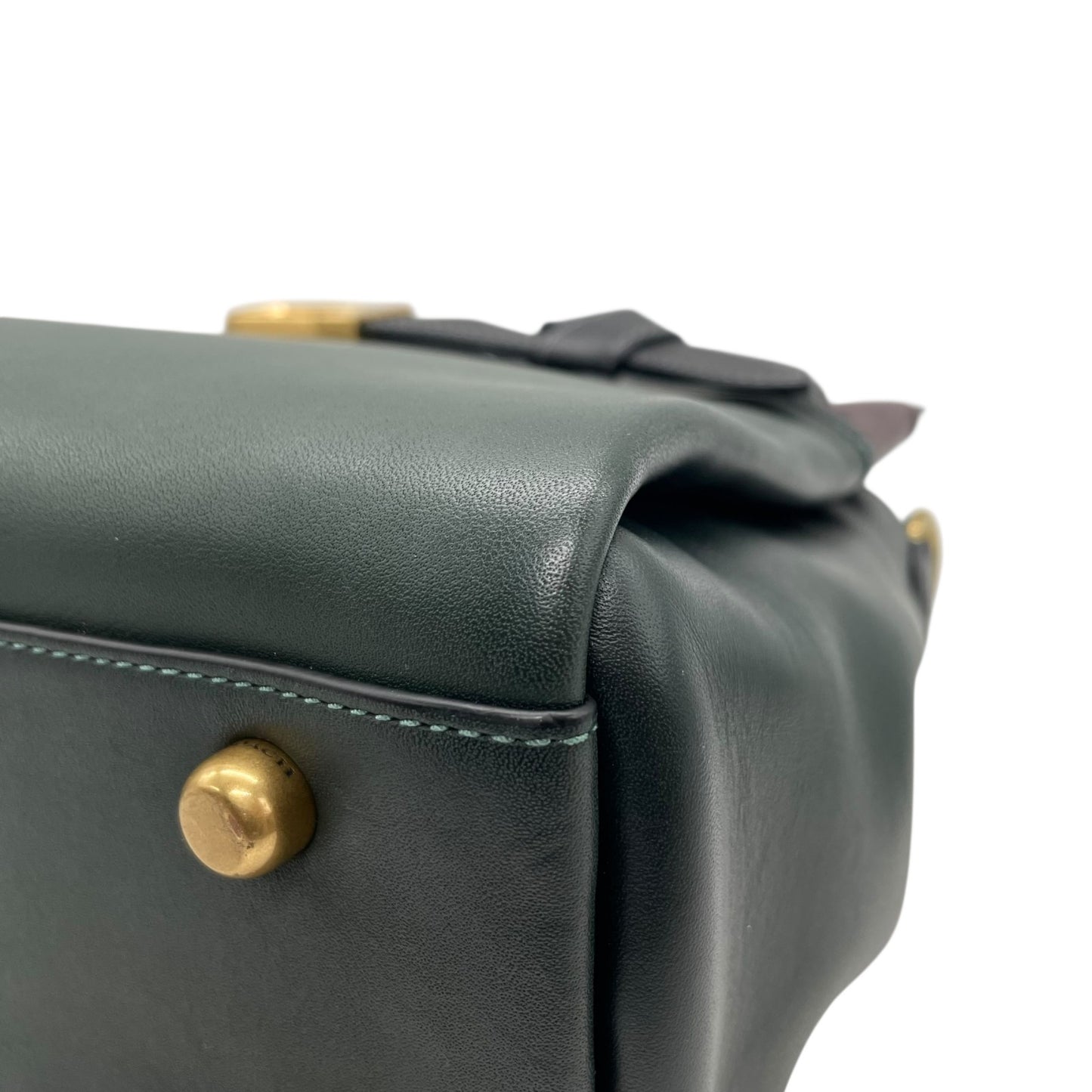 Authentic COACH Tate Carryall 2WAY Handbag Shoulder Bag Dark Green Black Leather Horse Logo