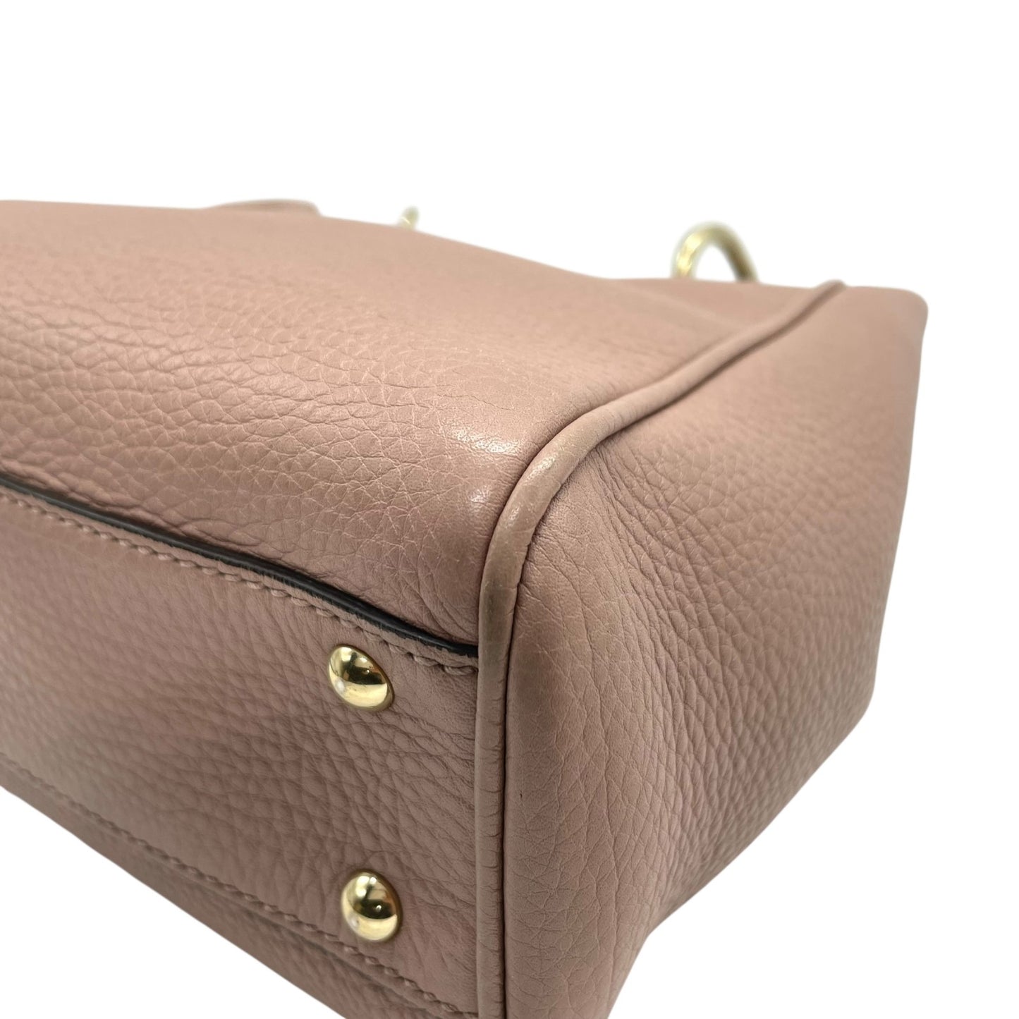 Authentic GUCCI Bamboo Mini Shopper 2WAY Pink Leather Gold Logo Shoulder Handbag