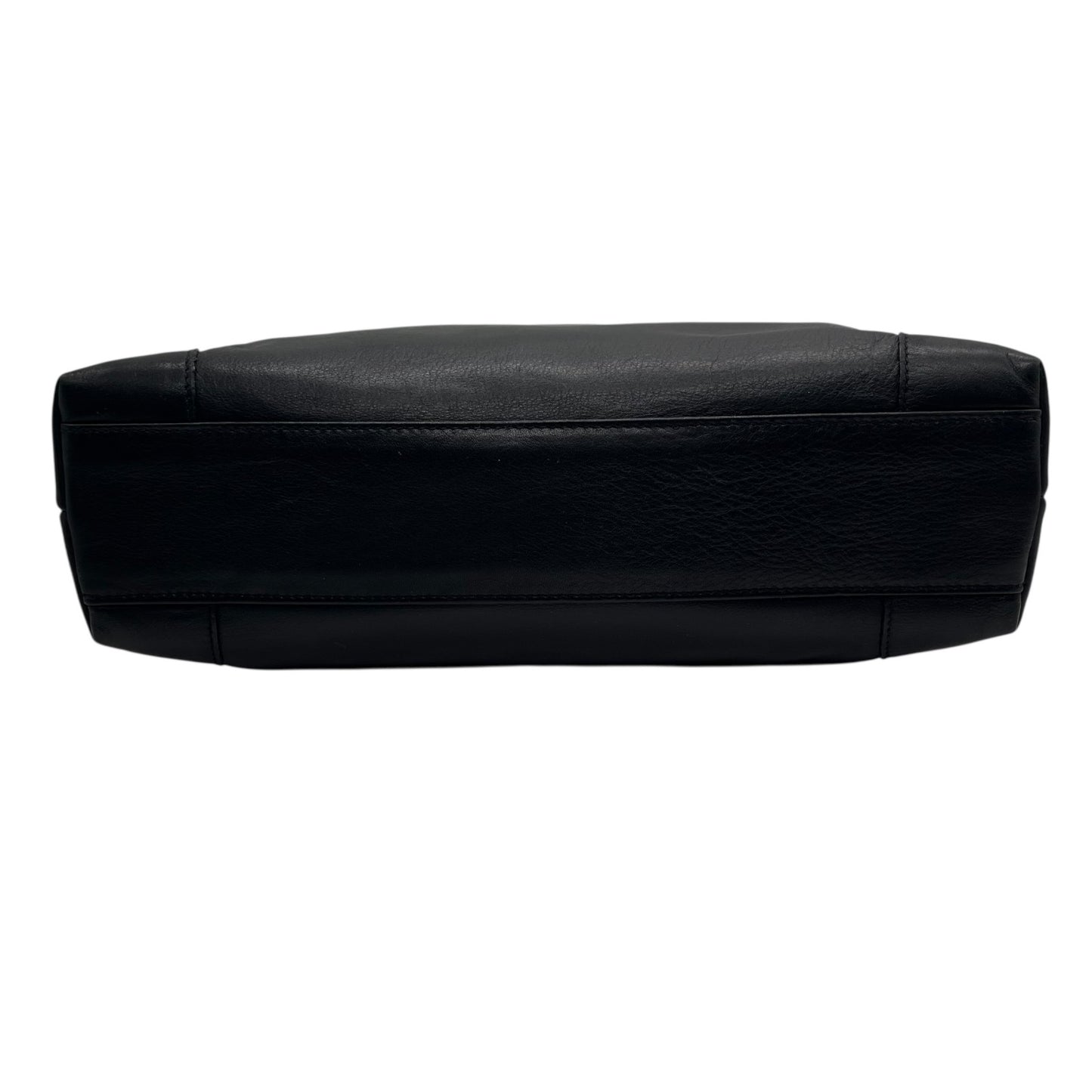 Authentic CELINE Black Leather Vintage Retro Handbag Gold Hardware Belt Design Old Celine Women Formal Bag