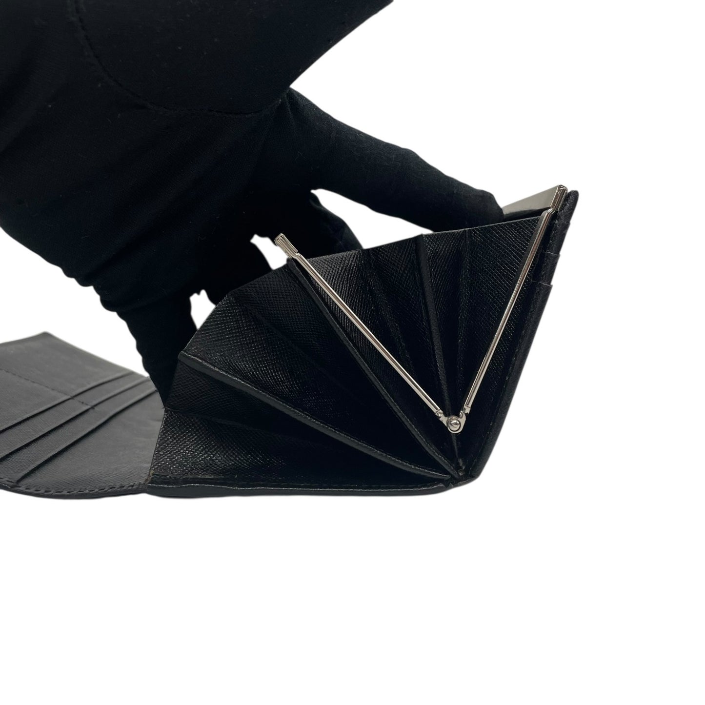 Authentic BURBERRY Long Wallet Bifold Check Embossed Logo Black Silver Hardware